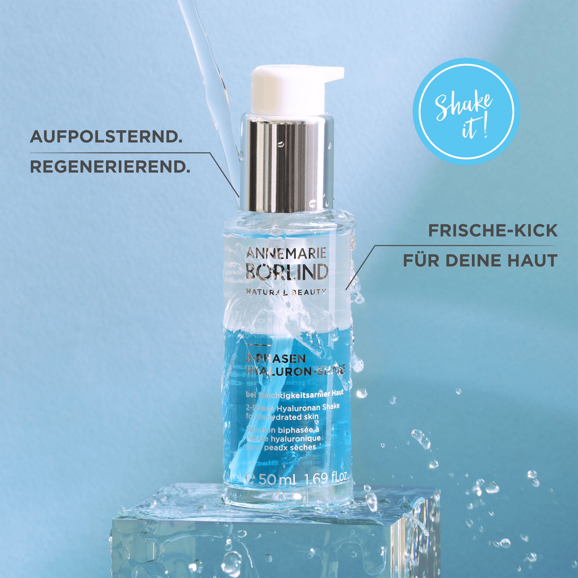 ANNEMARIE BÖRLIND 2-Phasen Hyaluron-Shake für feuchtigkeitsarme Haut mit Frische-Kick und regenerierender Wirkung