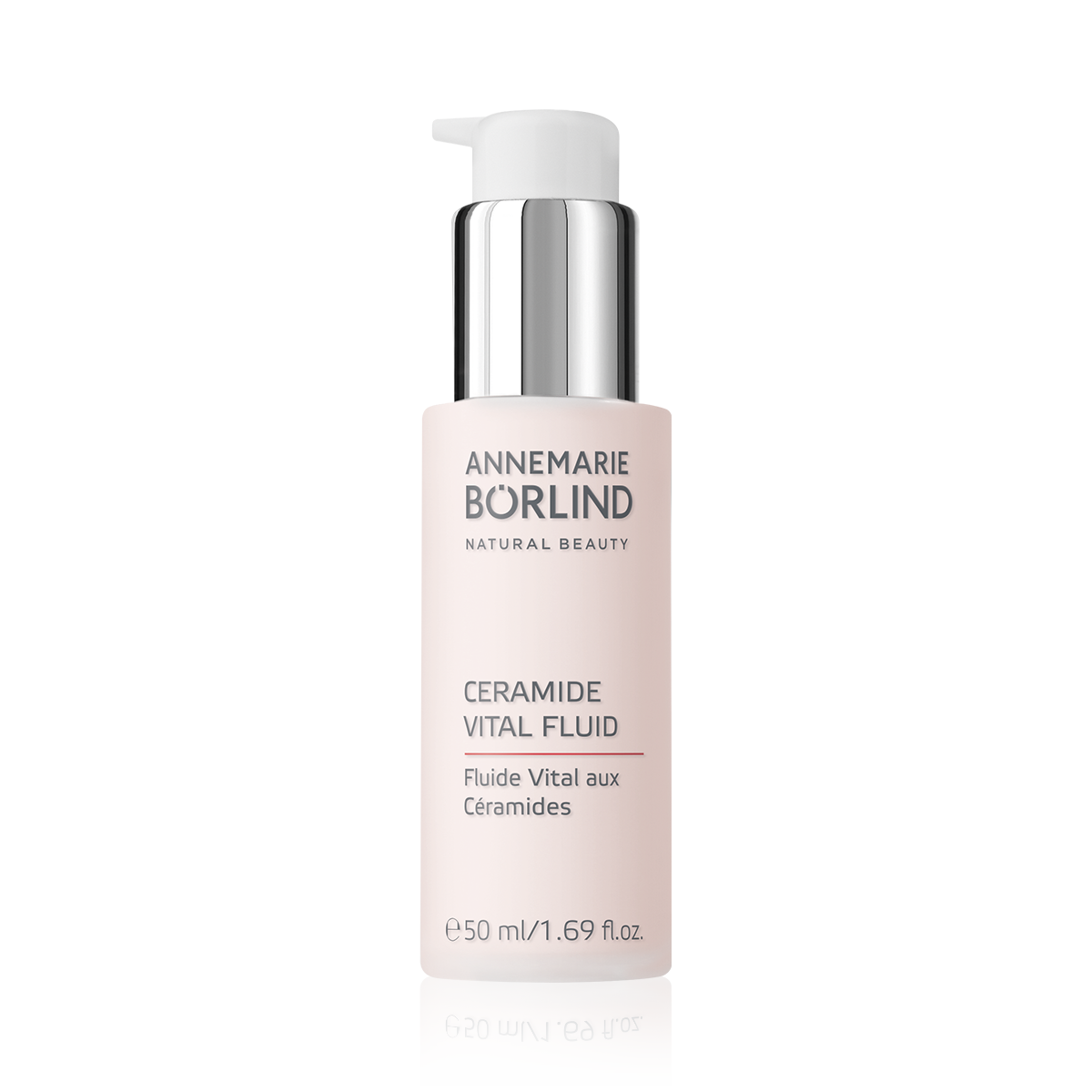 CERAMIDE VITAL FLUID ANNEMARIE BÖRLIND CERAMIDE VITAL FLUID 50 ml Spender mit silbernem Pumpkopf und roséfarbener Flasche