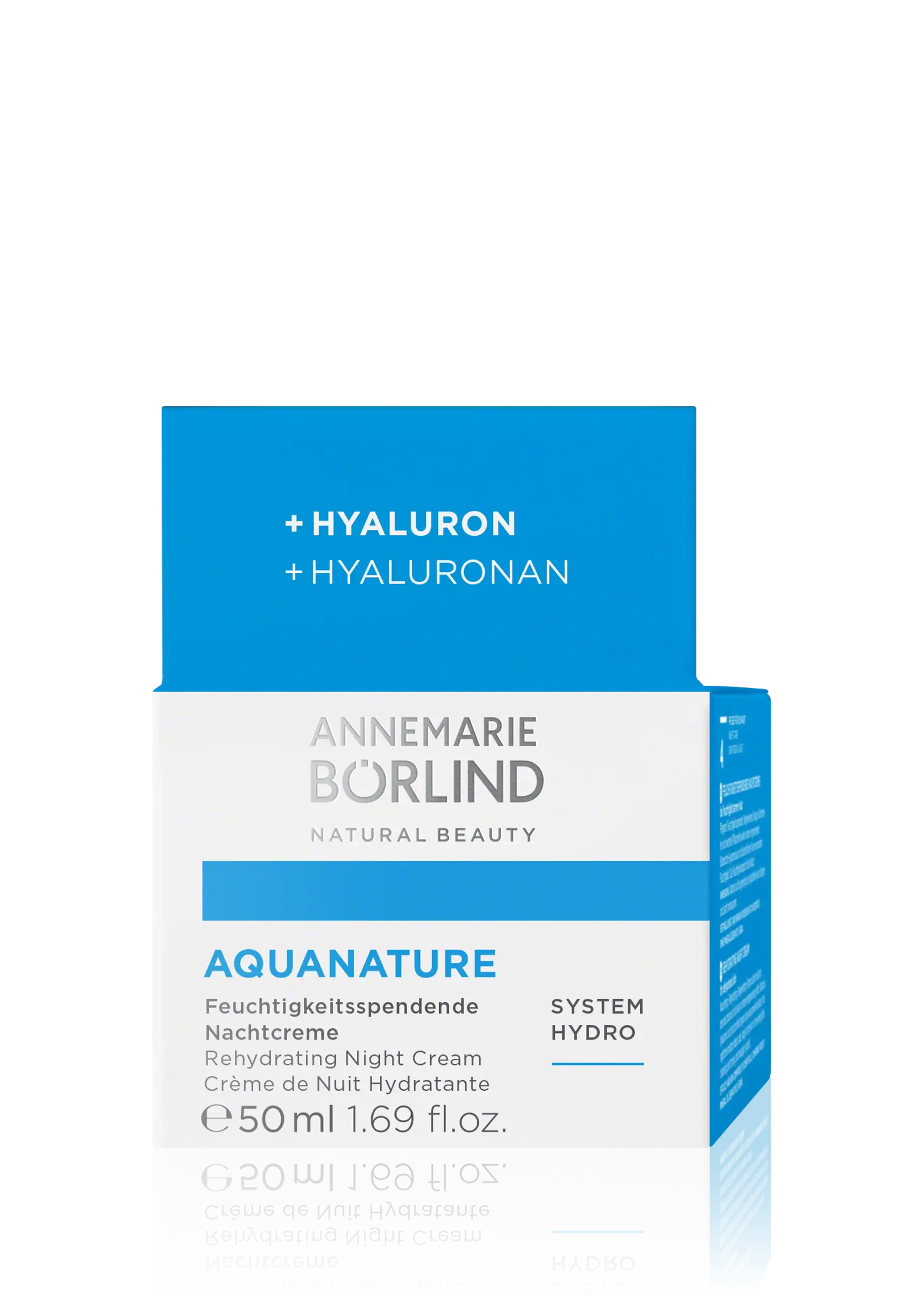 ANNEMARIE BÖRLIND AQUANATURE feuchtigkeitsspendende Nachtcreme mit Hyaluron, 50 ml Faltschachtel