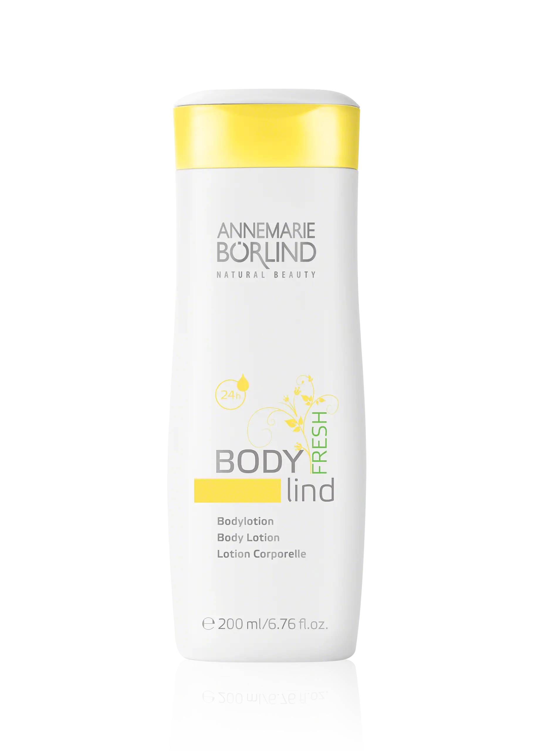 Bodylotion ANNEMARIE BÖRLIND BODY lind FRESH Bodylotion 200 ml Flasche mit gelbem Verschluss und 24h Pflege
