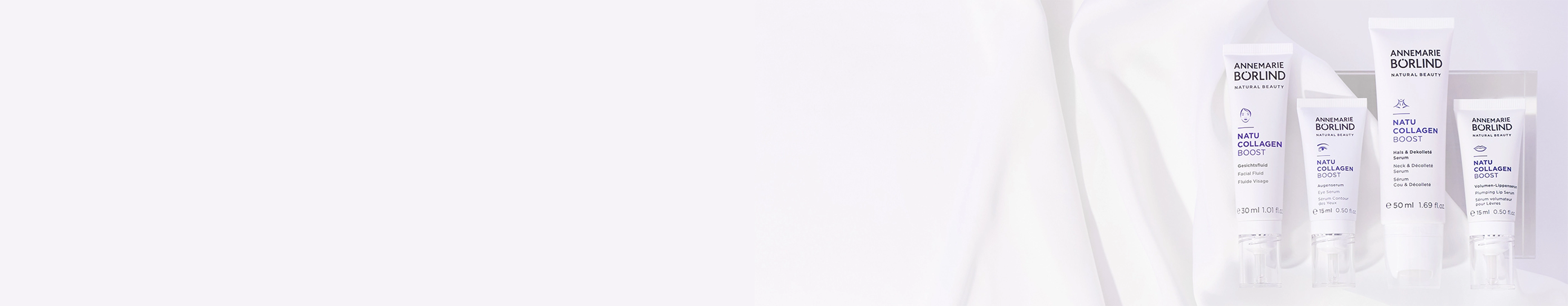 ANNEMARIE BÖRLIND NATU COLLAGEN BOOST Gesichtfluid, Augenserum, Hals- & Dekolleté-Serum und Volumen-Lippenserum