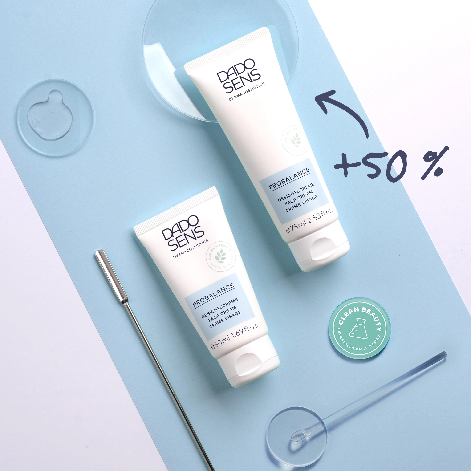 DADO SENS PROBALANCE Gesichtscreme in 50 ml und 75 ml mit 50 % mehr Inhalt, Clean Beauty Siegel