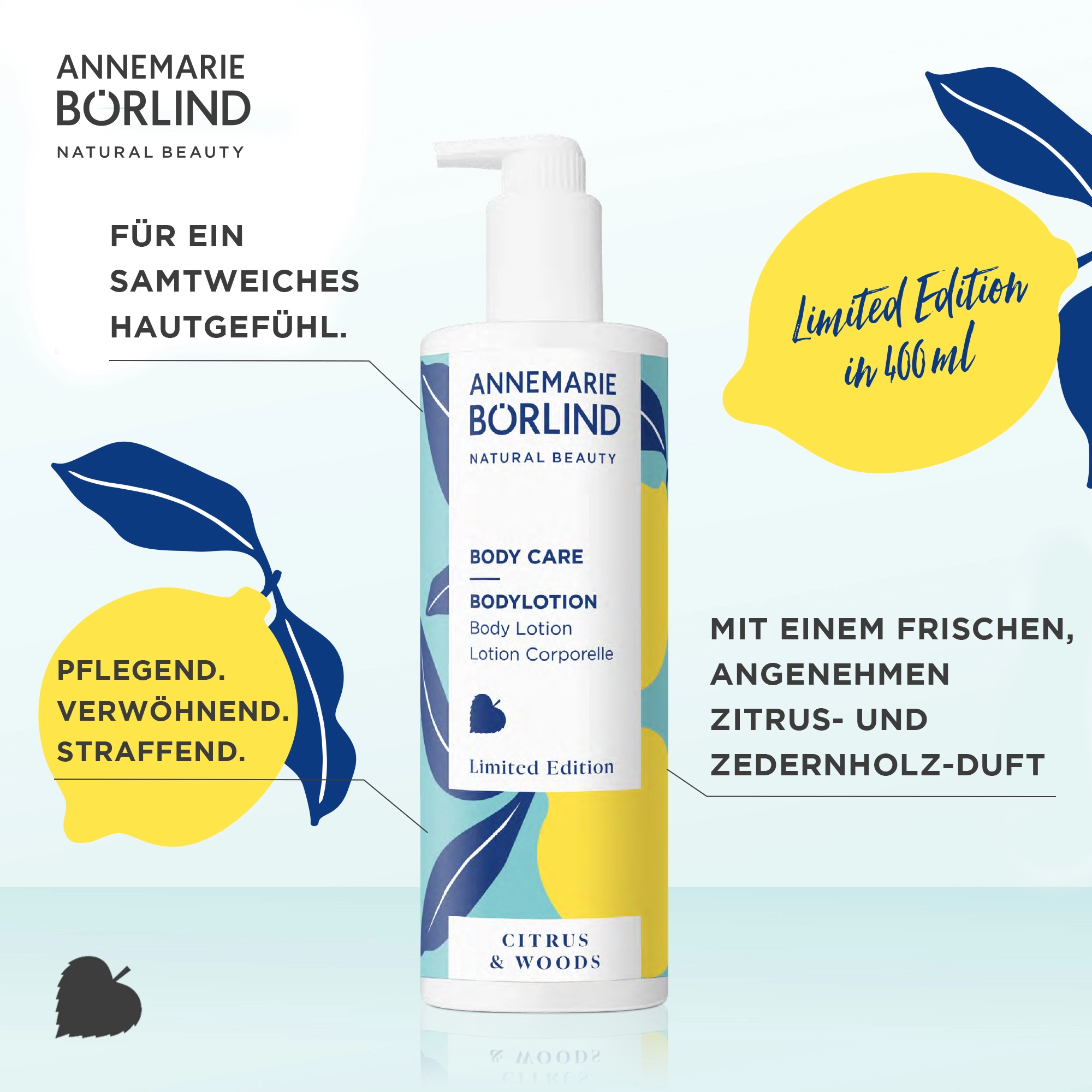 ANNEMARIE BÖRLIND Body Care Bodylotion Citrus & Woods, Limited Edition 400 ml, pflegend und mit Zitrus-Zedernholz-Duft