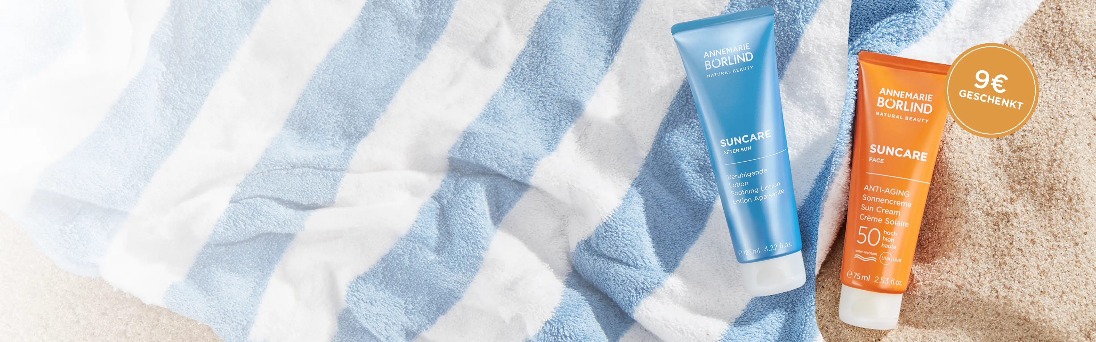ANNEMARIE BÖRLIND SUNCARE After Sun Lotion und Anti-Aging Sonnencreme LSF 50 mit 9 € Geschenk