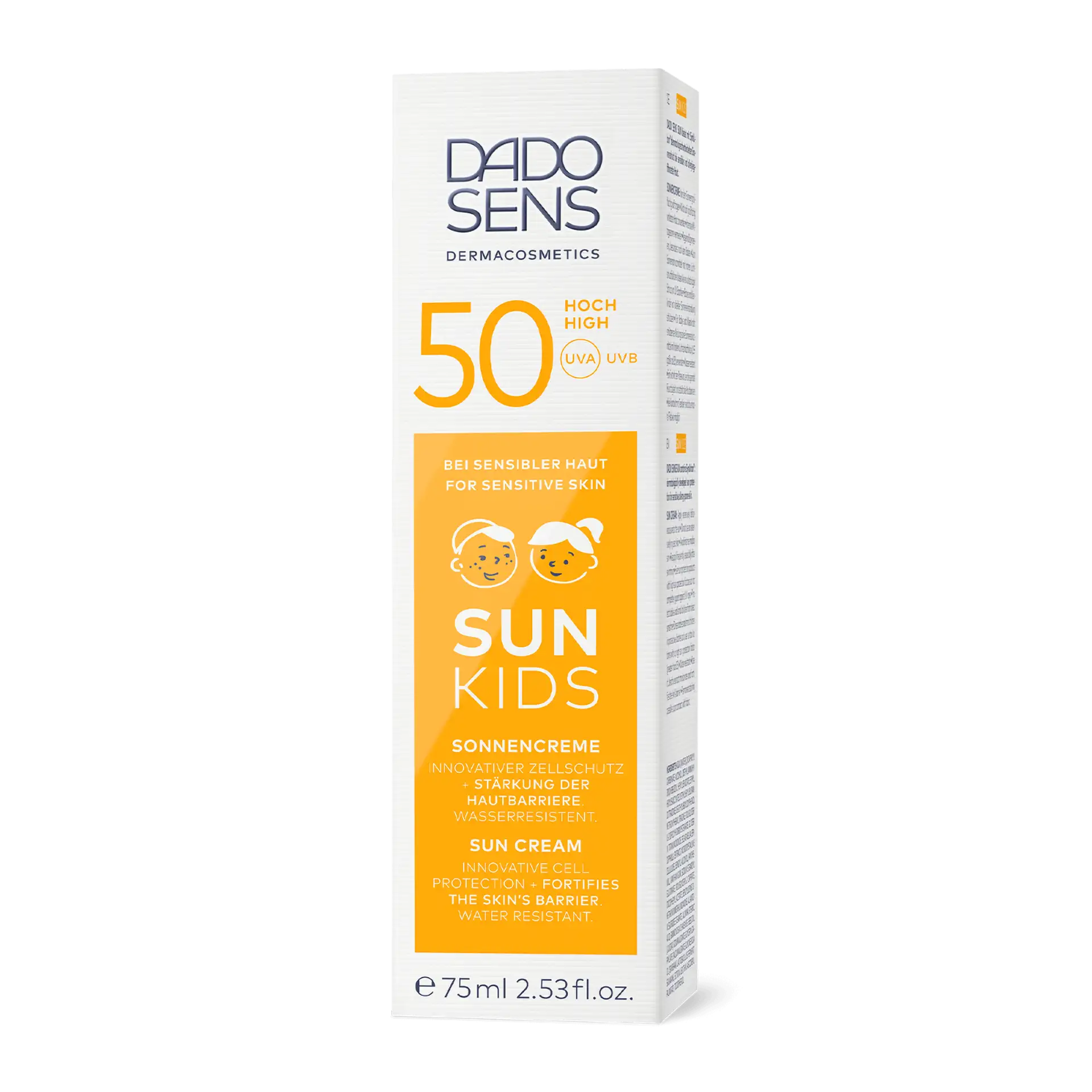 DADO SENS SUN KIDS Sonnencreme LSF 50 für sensible Haut, 75 ml, wasserresistent, Zellschutz