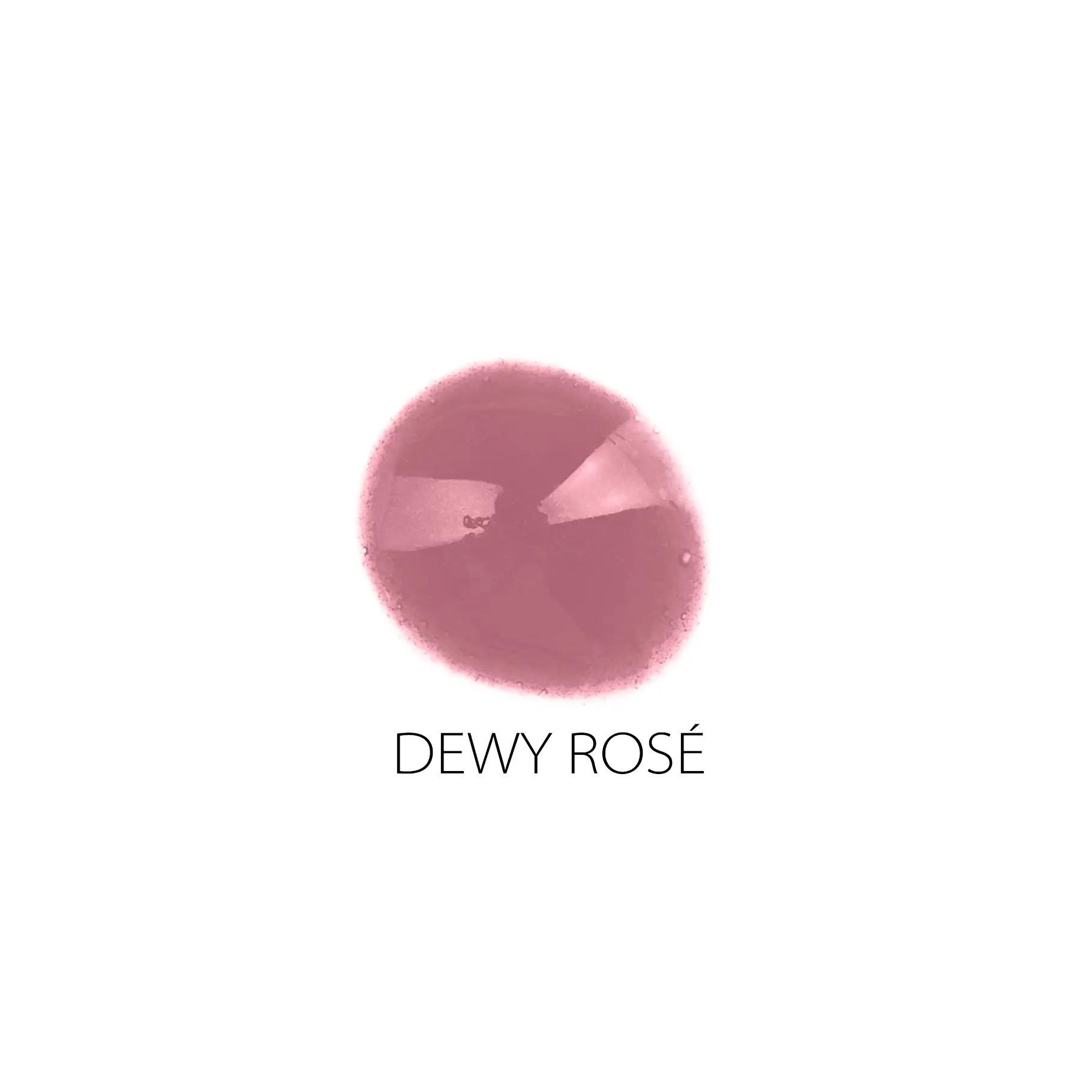 Gloss-Farbprobe in rosé mit glänzender, feuchter Textur auf weißem Hintergrund