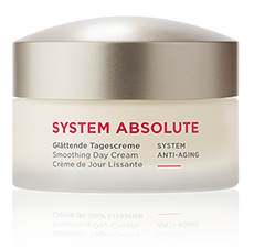 SYSTEM ABSOLUTE glättende Tagescreme mit Anti-Aging-Effekt in rundem, silberfarbenem Tiegel