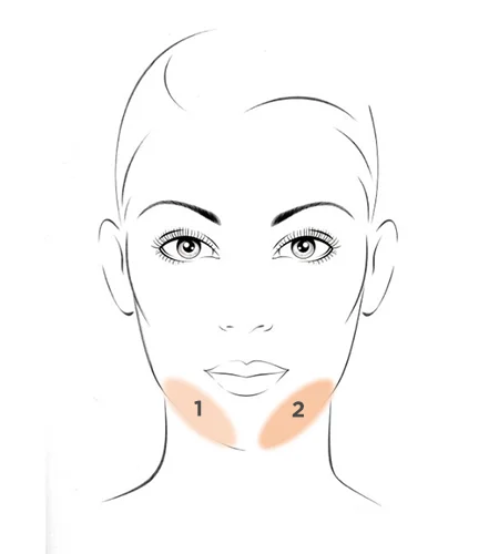 Illustriertes Gesichts mit zwei unterschiedlichen Foundation Farben an den Wangen