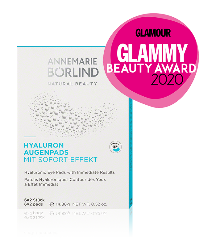 ANNEMARIE BÖRLIND Hyaluron Augenpads mit Sofort-Effekt, 6x2 Stück, GLAMMY BEAUTY AWARD 2020 Logo