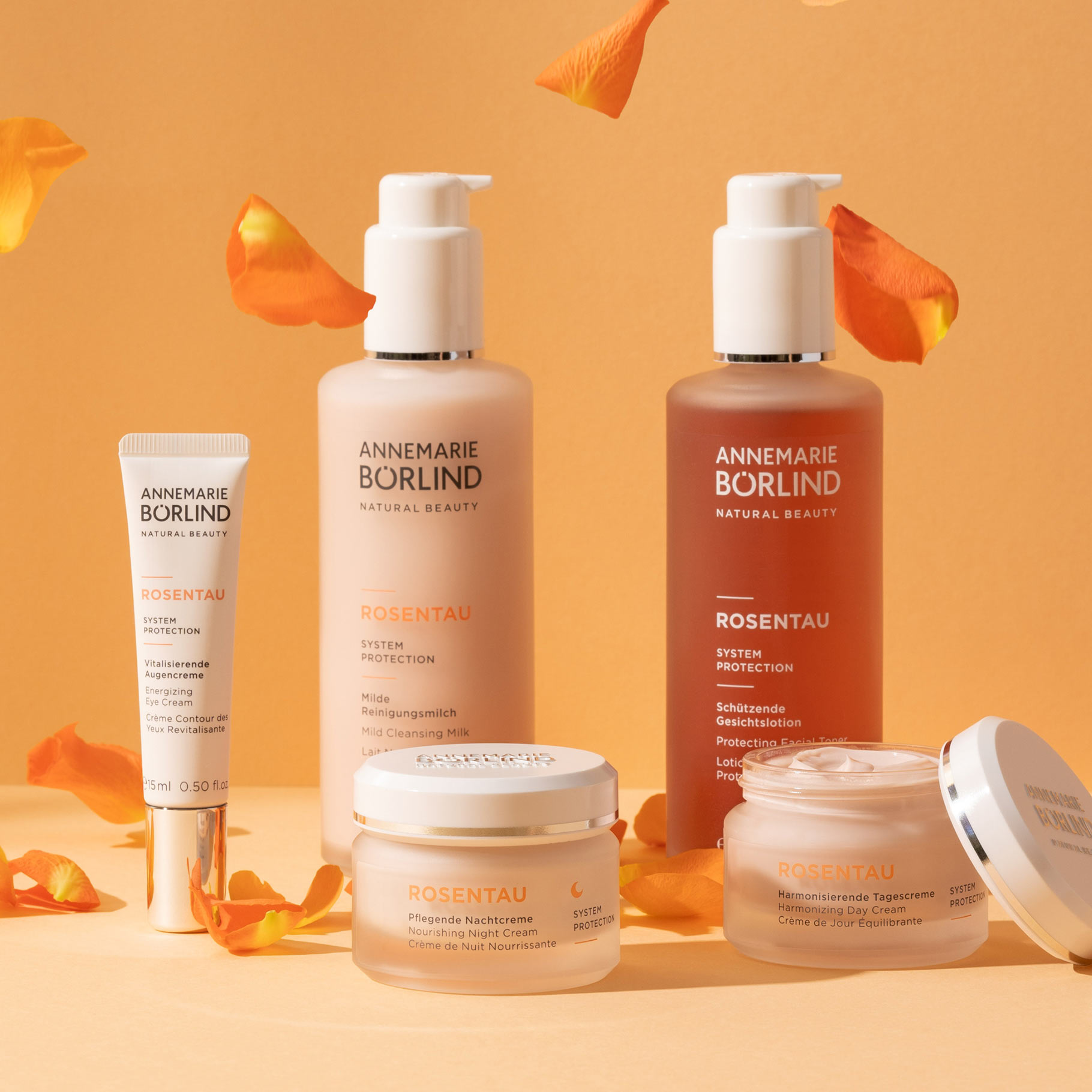 ANNEMARIE BÖRLIND ROSENTAU Pflegeserie mit Augencreme, Reinigungsmilch, Gesichtslotion, Tages- und Nachtcreme