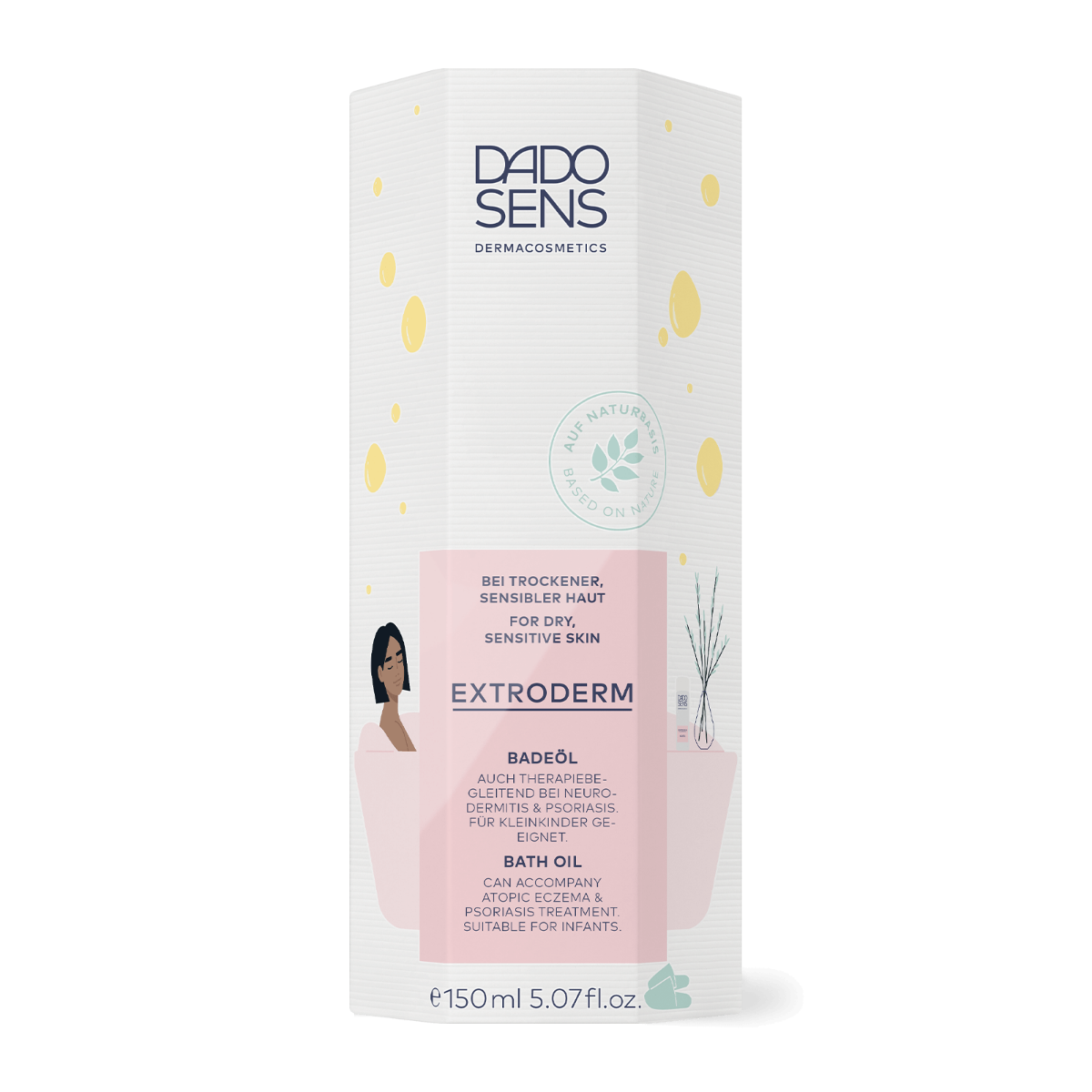 DADO SENS EXTRODERM Badeöl für trockene, sensible Haut, auch bei Neurodermitis und Psoriasis, 150 ml