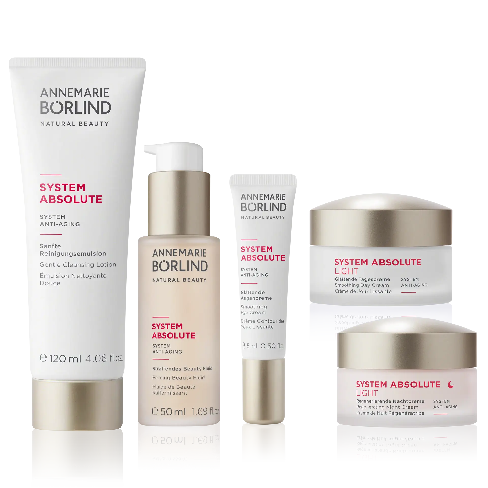 SYSTEM ABSOLUTE Pflegeset Light ANNEMARIE BÖRLIND SYSTEM ABSOLUTE Pflegeset mit Reinigungsemulsion, Beauty Fluid, Augencreme, Tages- und Nachtcreme