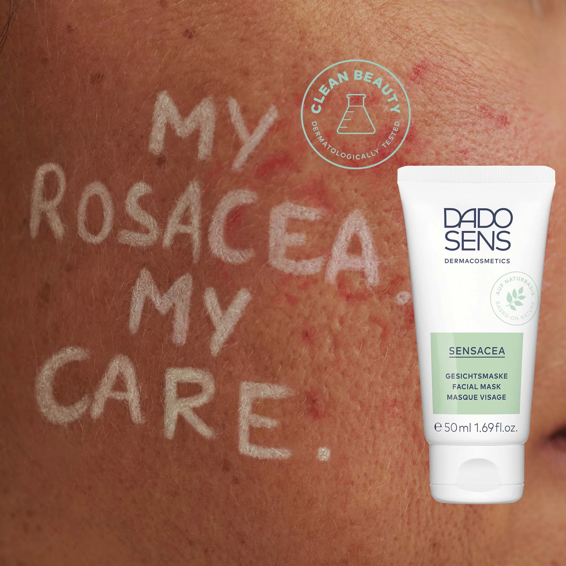 DADO SENS SENSACEA Gesichtsmaske vor geröteter Haut mit Rosazea, 50 ml Tube, Clean Beauty Siegel