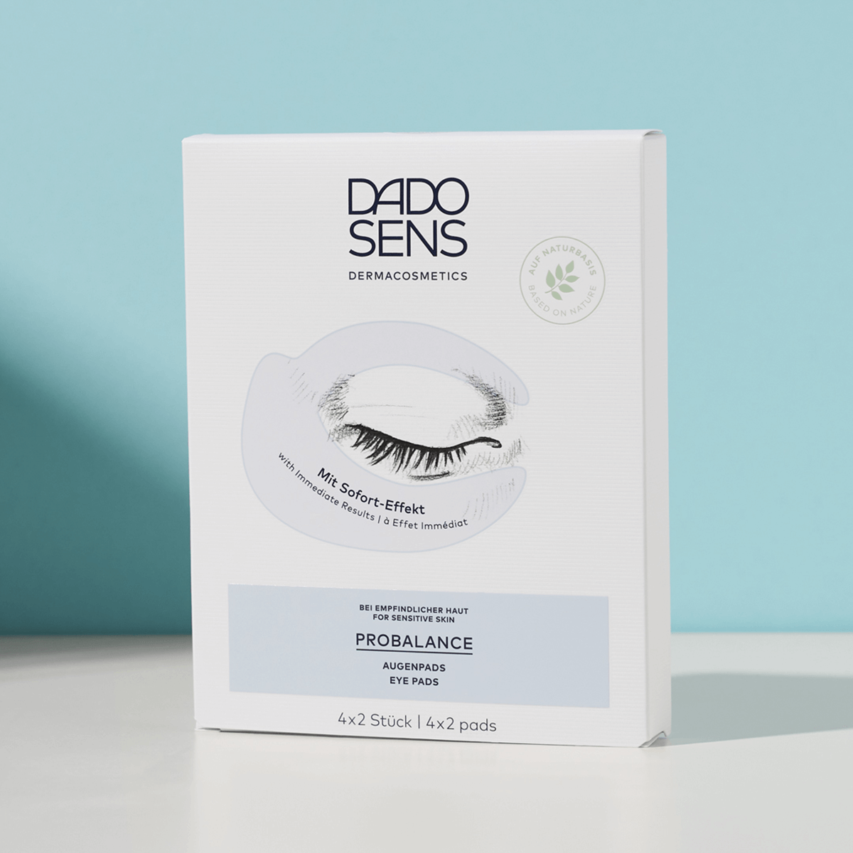 DADO SENS PROBALANCE Augenpads für empfindliche Haut mit Sofort-Effekt, 4x2 Stück, weiße Verpackung