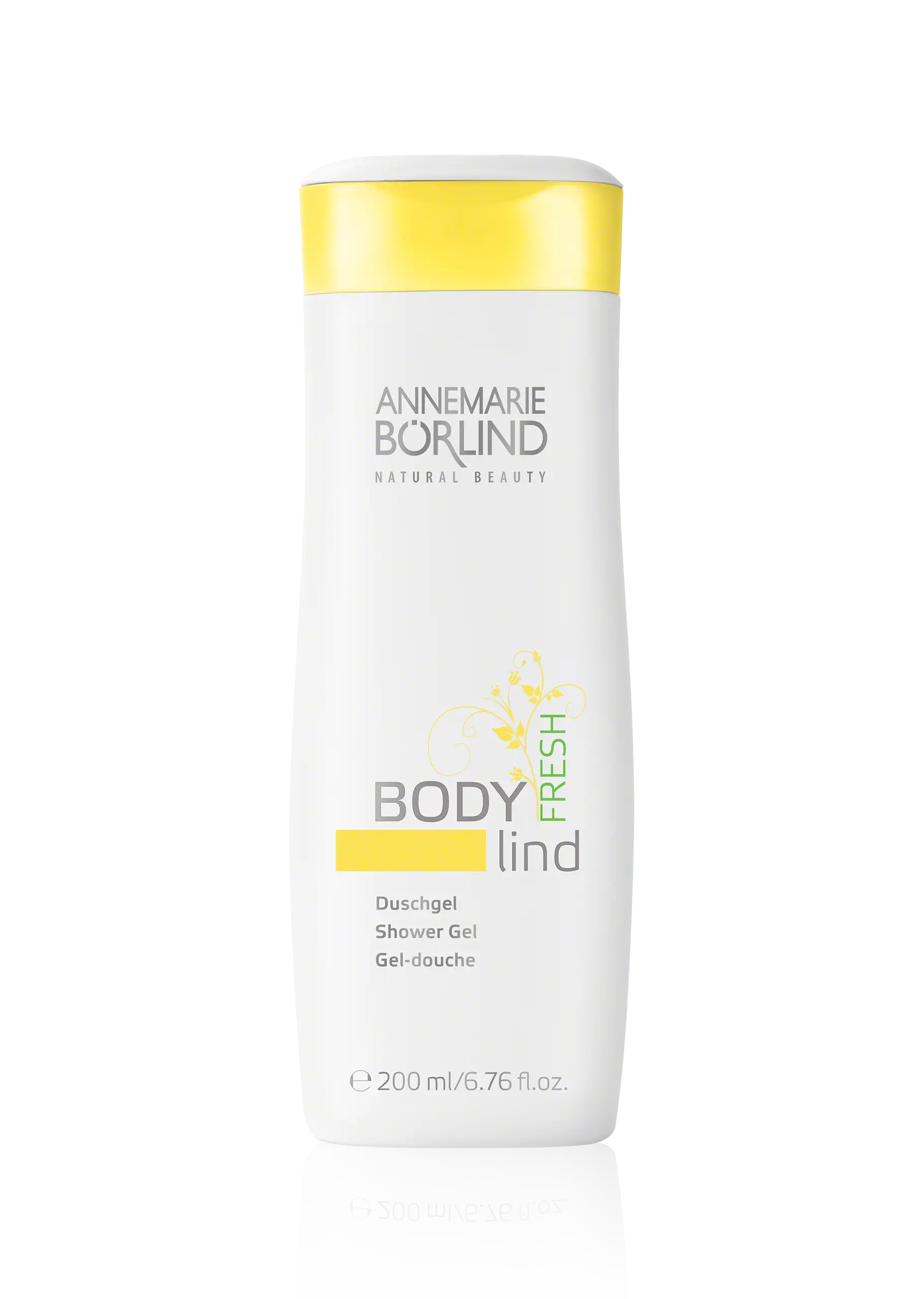 Duschgel ANNEMARIE BÖRLIND BODY lind FRESH Duschgel 200 ml weiße Flasche mit gelbem Deckel
