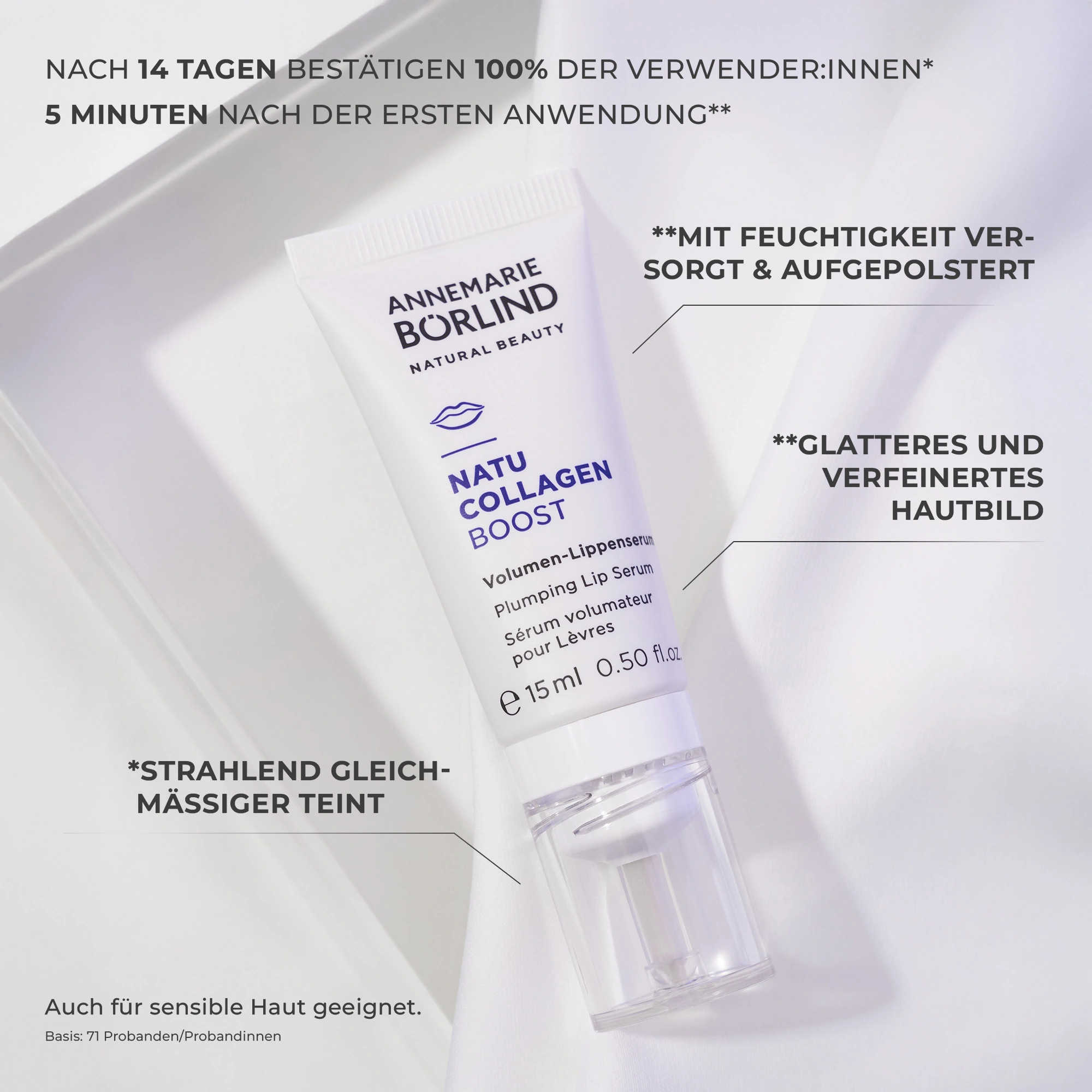 ANNEMARIE BÖRLIND NATU COLLAGEN BOOST Lippenserum f glattere, verfeinertes Hautbild und aufgepolsterte Lippen