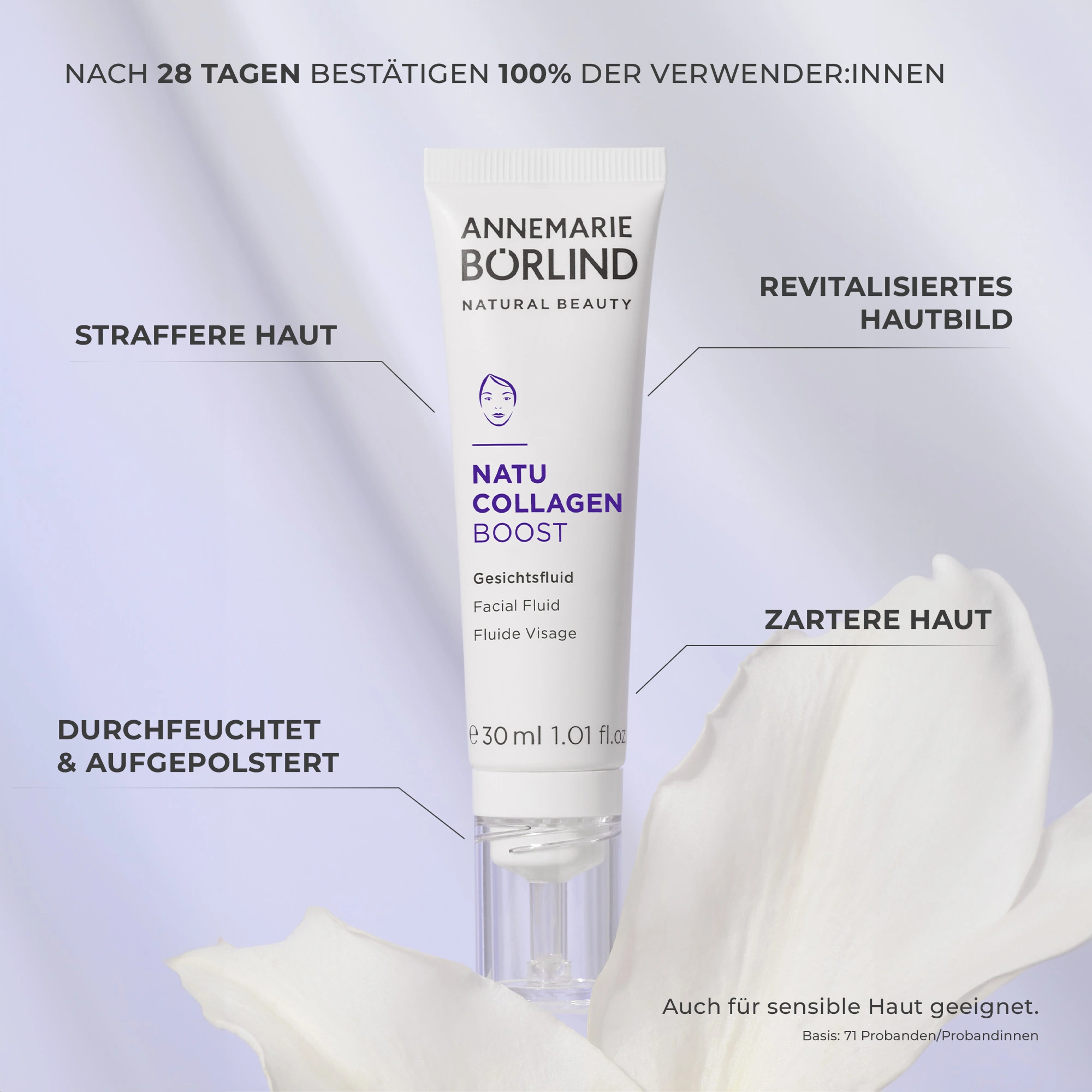 ANNEMARIE BÖRLIND NATU COLLAGEN BOOST Gesichtsfluid für revitalisierte, straffere und zartere Haut