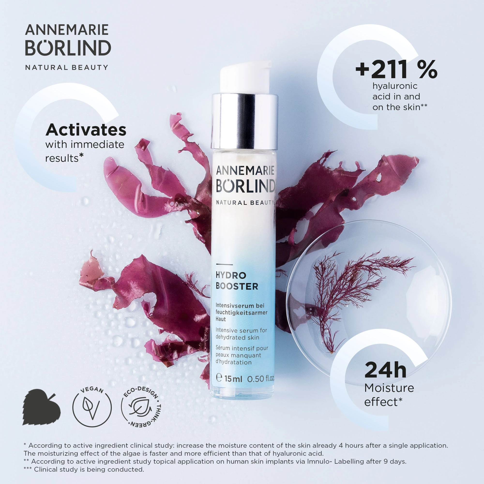 ANNEMARIE BÖRLIND Hydro Booster Serum mit 15 ml, feuchtigkeitsspendend, vegan, Eco-Design