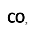Schwarzes CO₂-Symbol in weißem Kreis auf schwarzem Hintergrund, Hinweis auf CO2-Neutralität