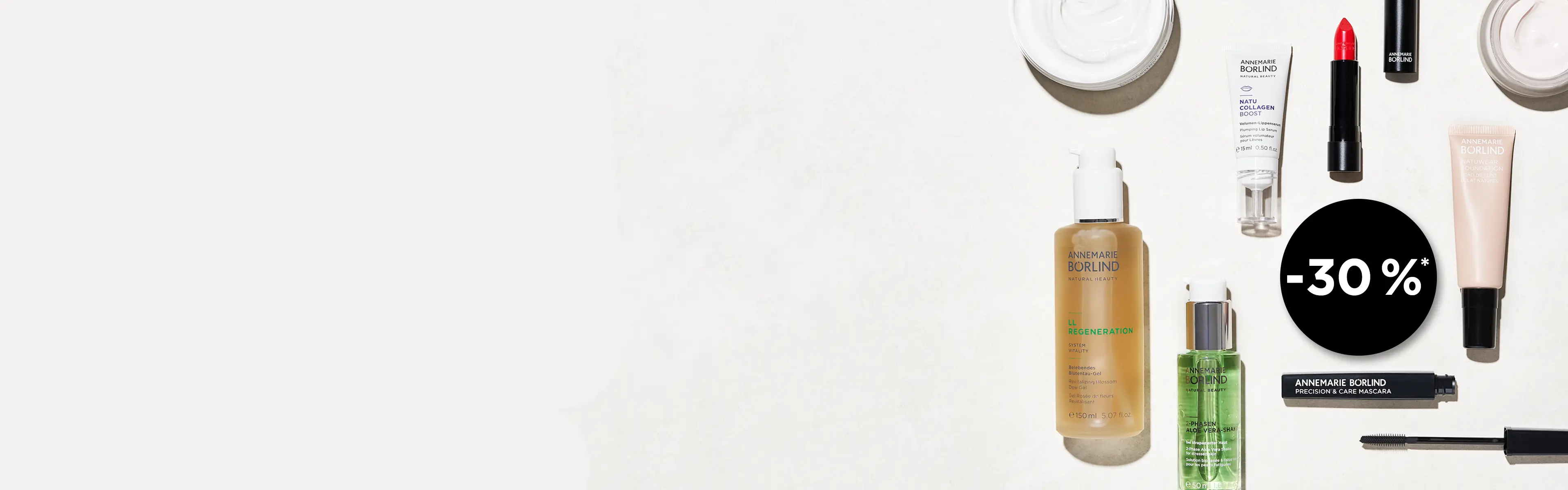 ANNEMARIE BÖRLIND Hautpflege und Make-up mit Gel, Serum, Lippenstift, Mascara und Foundation zum Vorteilspreis von -30 %