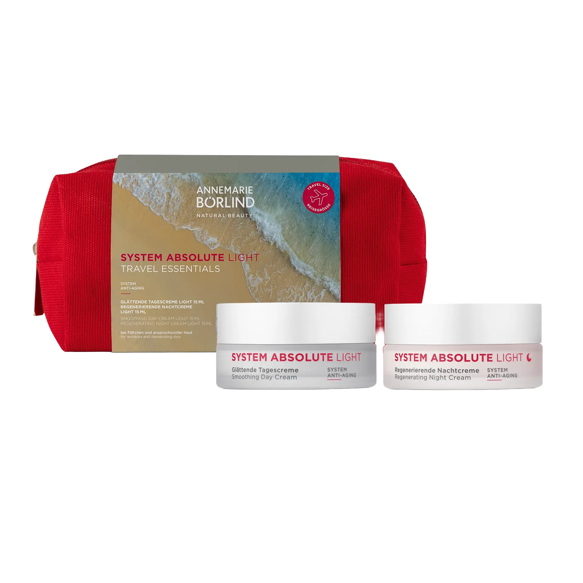 Light Set Pouch ANNEMARIE BÖRLIND SYSTEM ABSOLUTE LIGHT Set mit glättender Tagescreme und regenerierender Nachtcreme, Reisegröße
