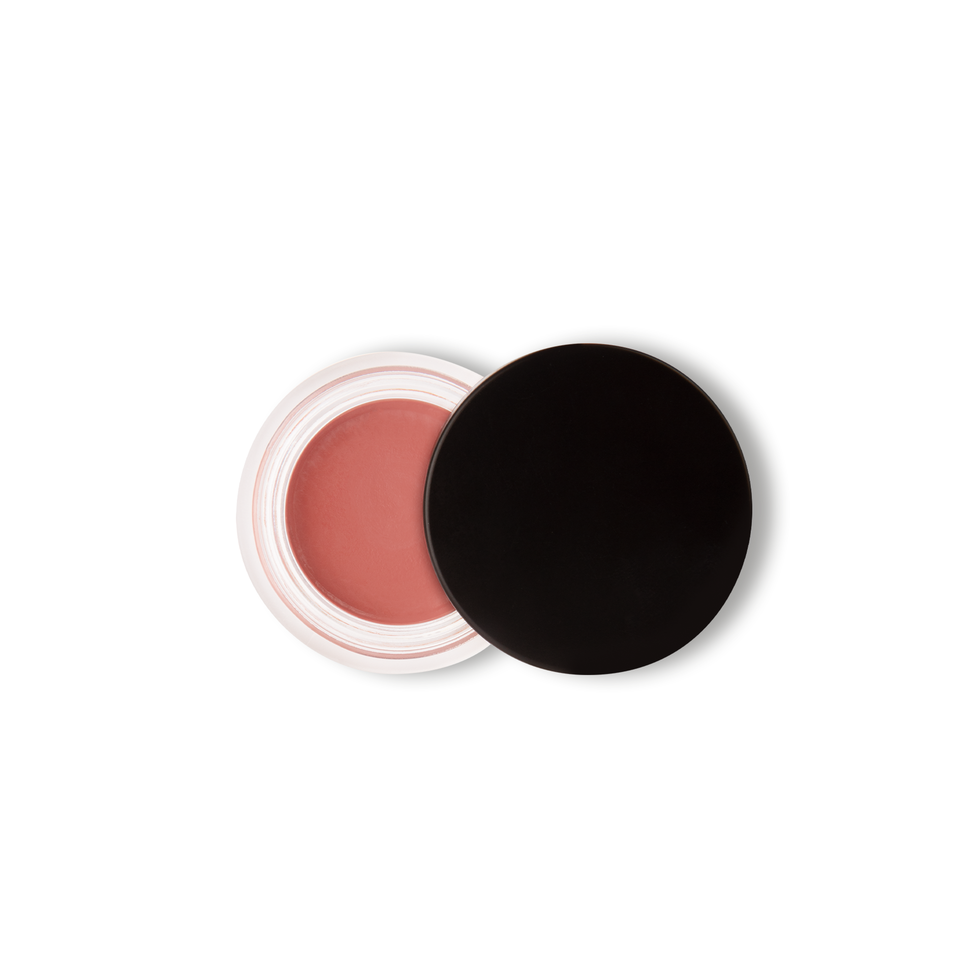 ANNEMARIE BÖRLIND Cream Blush in hellem Rosé, geöffnet mit schwarzem Schraubdeckel auf schwarzem Hintergrund