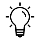 Glühbirne mit leuchtendem Filament auf schwarzem Hintergrund, Symbol für kreative Idee und Inspiration