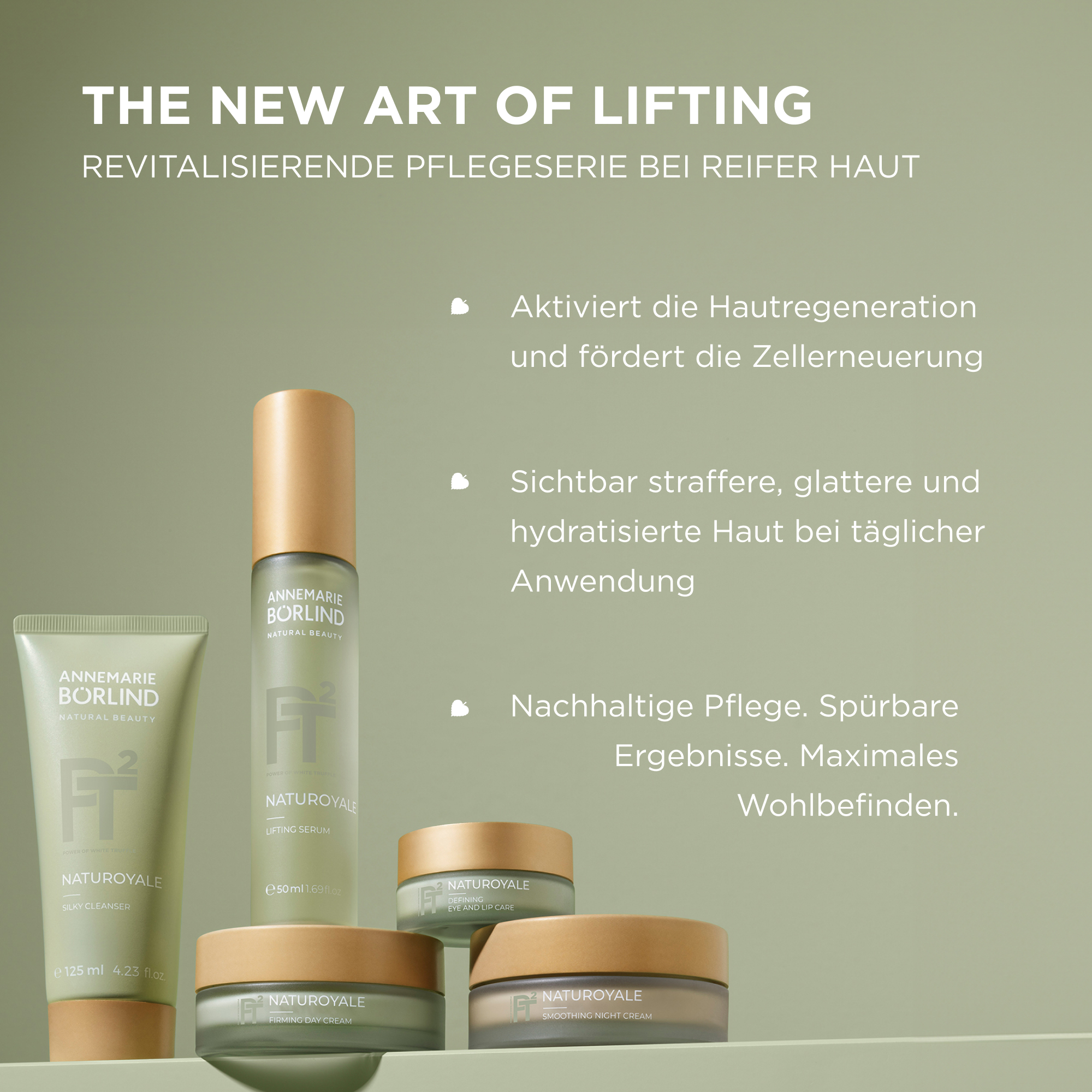 ANNEMARIE BÖRLIND NATUROYALE Pflegeserie mit Cleanser, Serum, Tages- und Nachtcreme für reife Haut