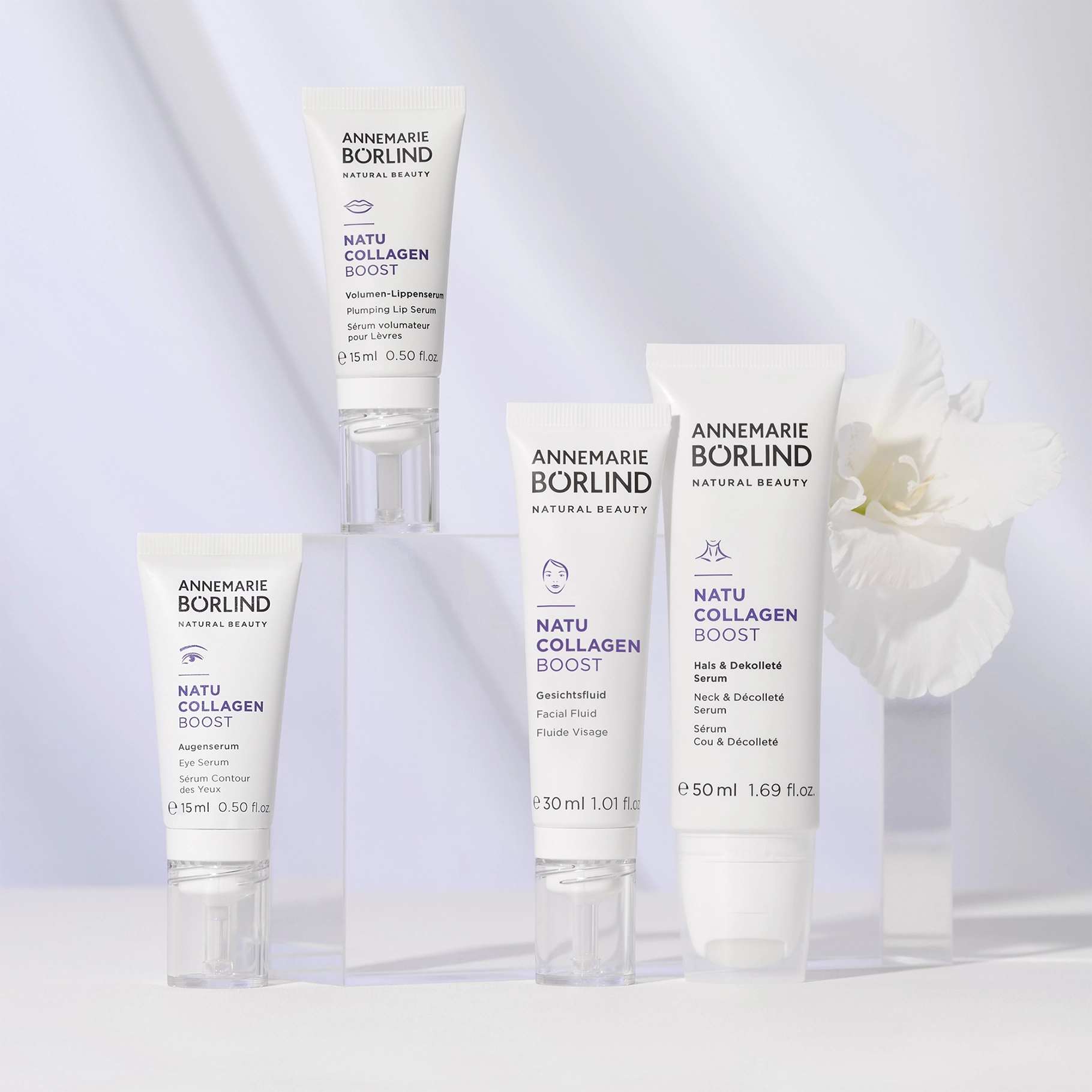 ANNEMARIE BÖRLIND NATU COLLAGEN BOOST Lippen-, Augen-, Gesichtsfluid und Hals- & Dekolleté-Serum