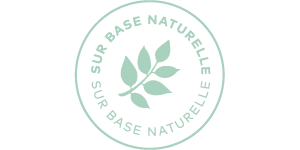 Siegel mit drei Blättern und Schriftzug „SUR BASE NATURELLE“ in kreisförmiger Anordnung