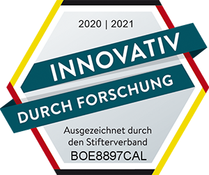 Auszeichnung 2020 | 2021 „Innovativ durch Forschung“ vom Stifterverband, hexagonales Design