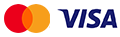 Mastercard und VISA Logos nebeneinander auf weißem Hintergrund