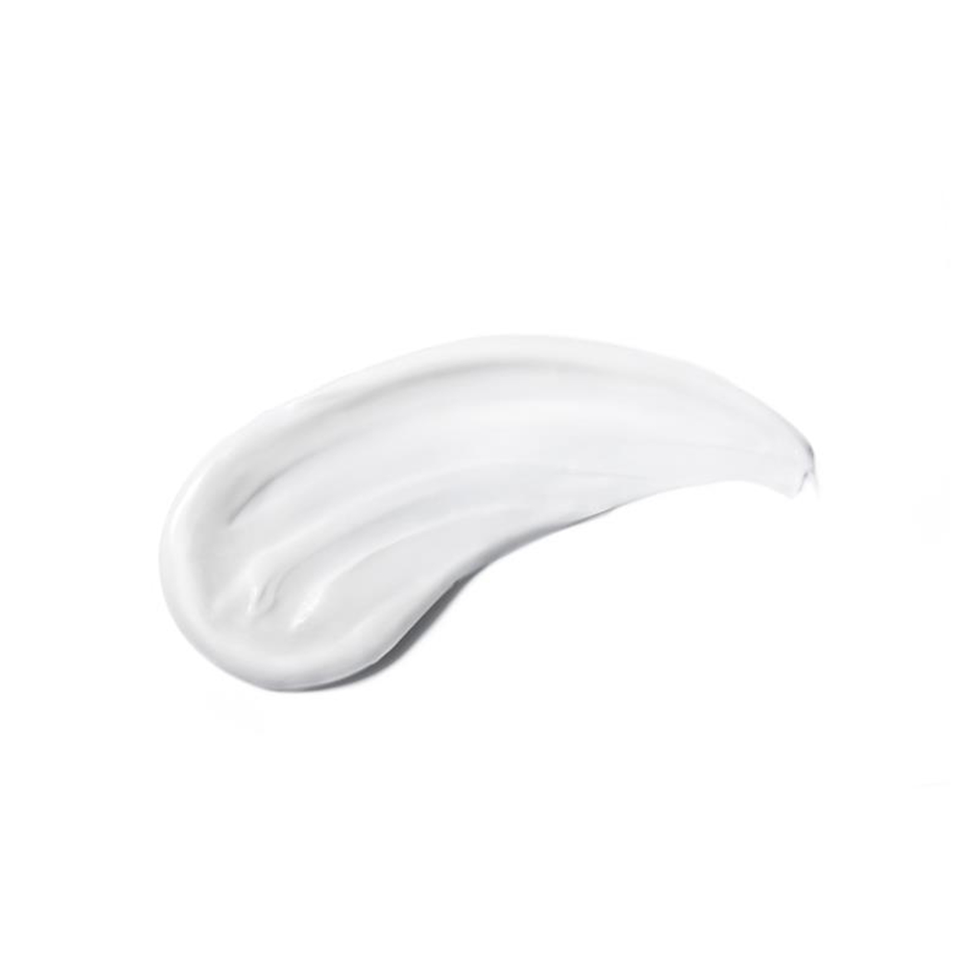 Weißer Creme-Swatch mit glatter, cremiger Textur auf weißem Hintergrund