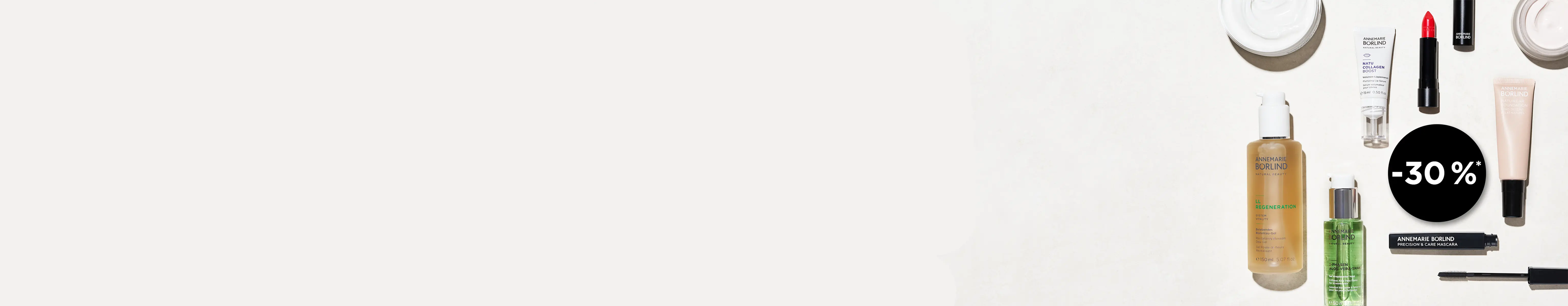 ANNEMARIE BÖRLIND Pflege- und Make-up-Produkte mit -30 % Preisvorteil auf hellem Hintergrund