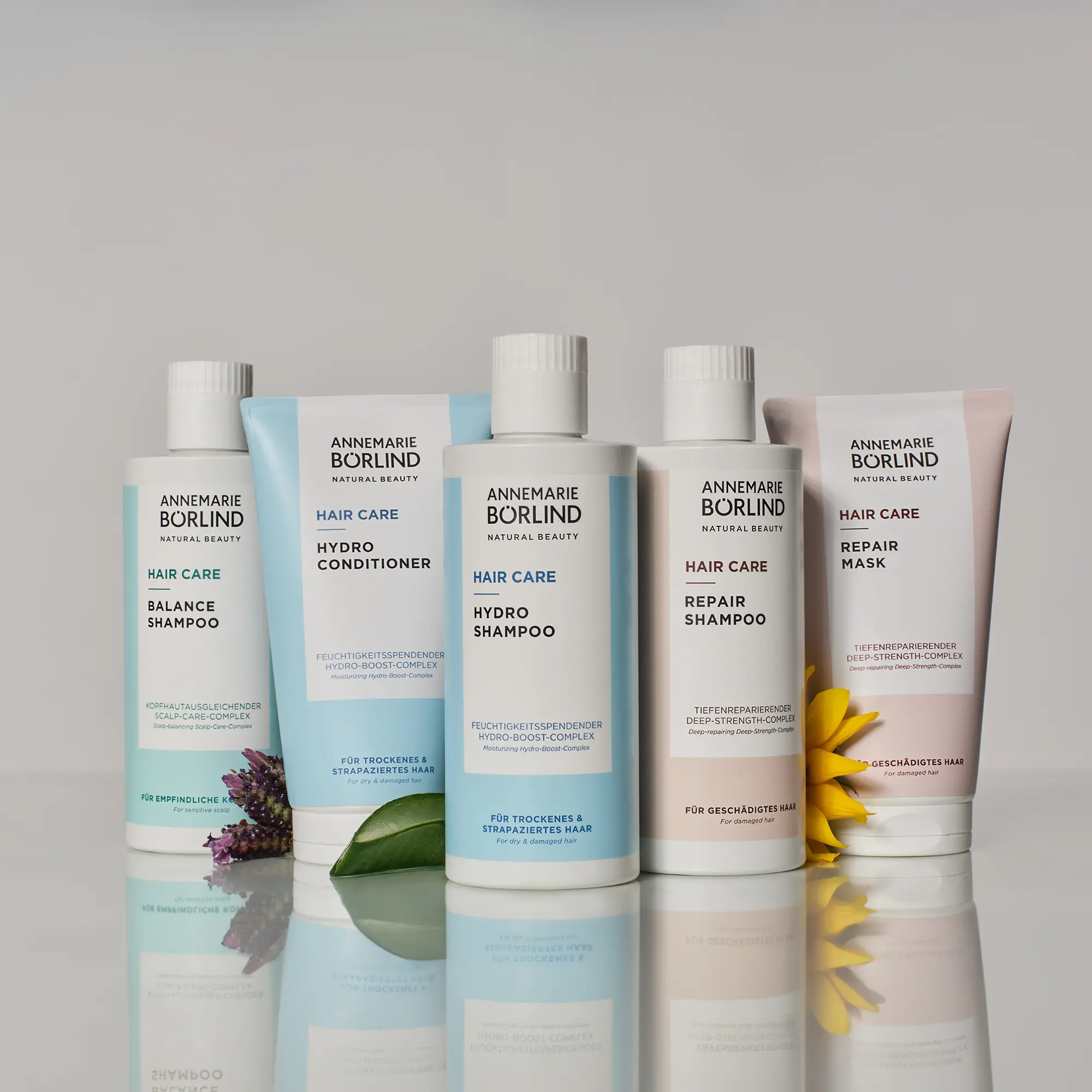 ANNEMARIE BÖRLIND Hair Care Serie mit Balance Shampoo, Hydro Conditioner, Hydro Shampoo, Repair Shampoo und Repair Mask mit Inhaltsstoffen