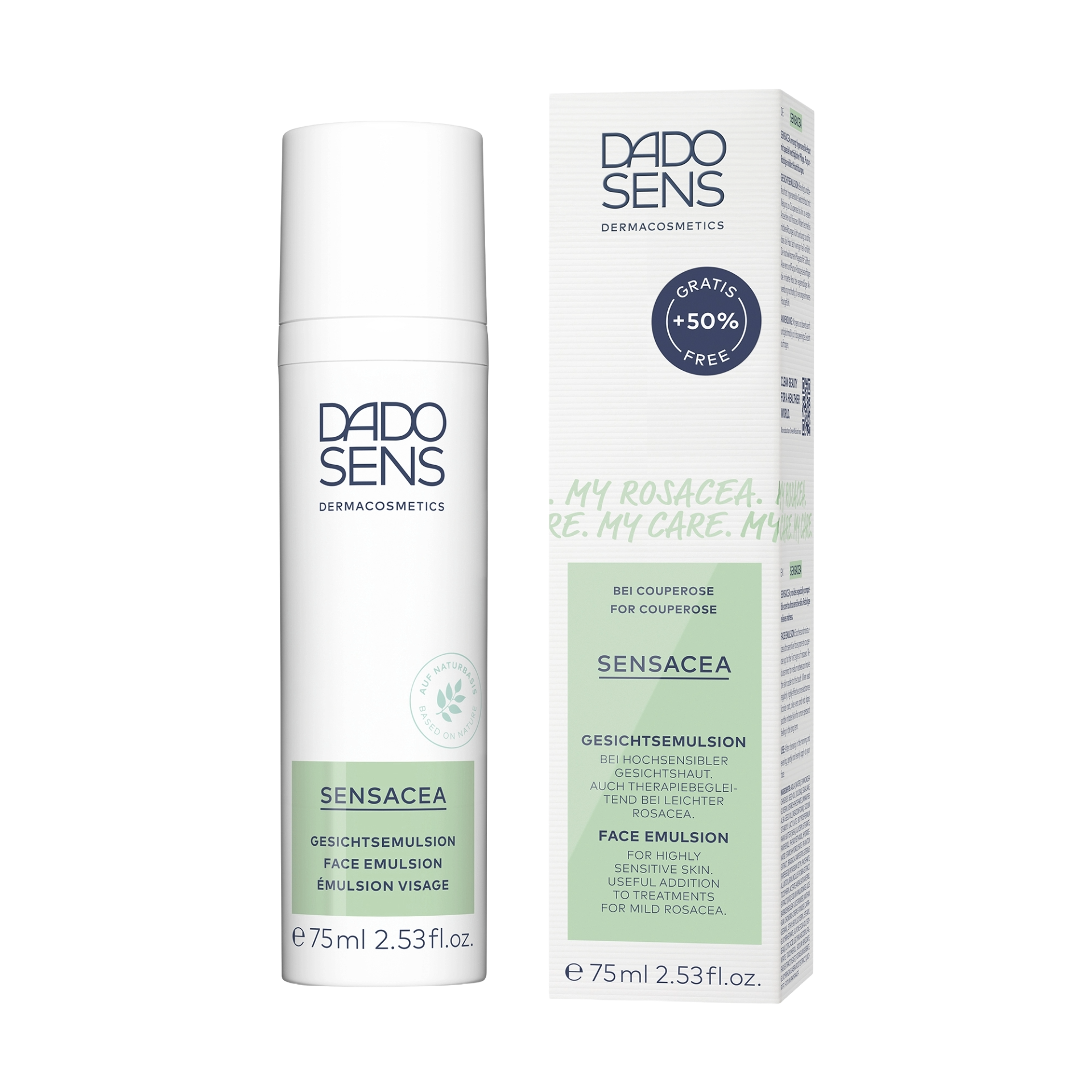 ÉMULSION VISAGE 75 ml DADO SENS SENSACEA Gesichtsemulsion für sensible Haut mit 50 % mehr Inhalt, 75 ml