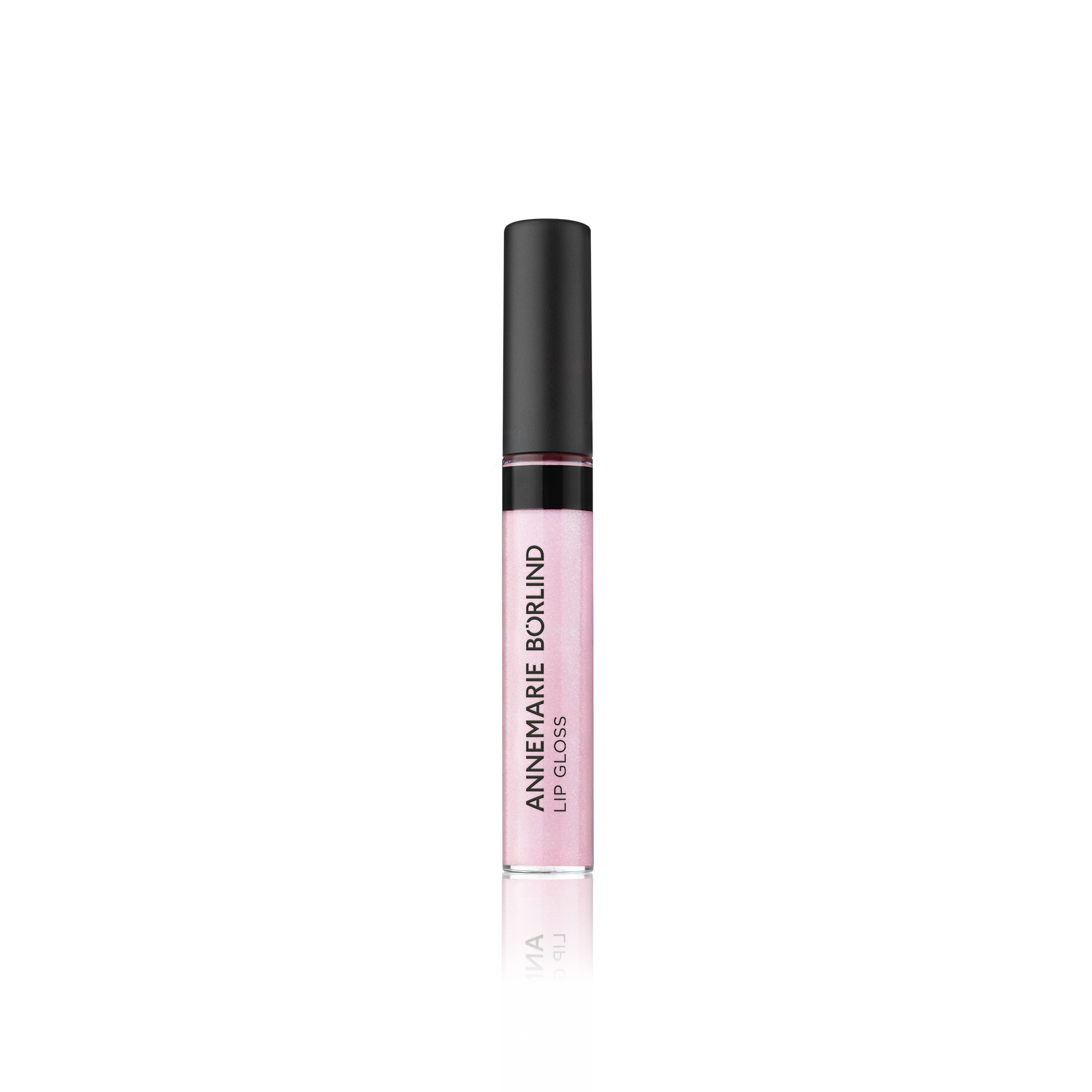 ANNEMARIE BÖRLIND Lip Gloss in zartem Rosé mit schwarzem Deckel, geschlossen und stehend