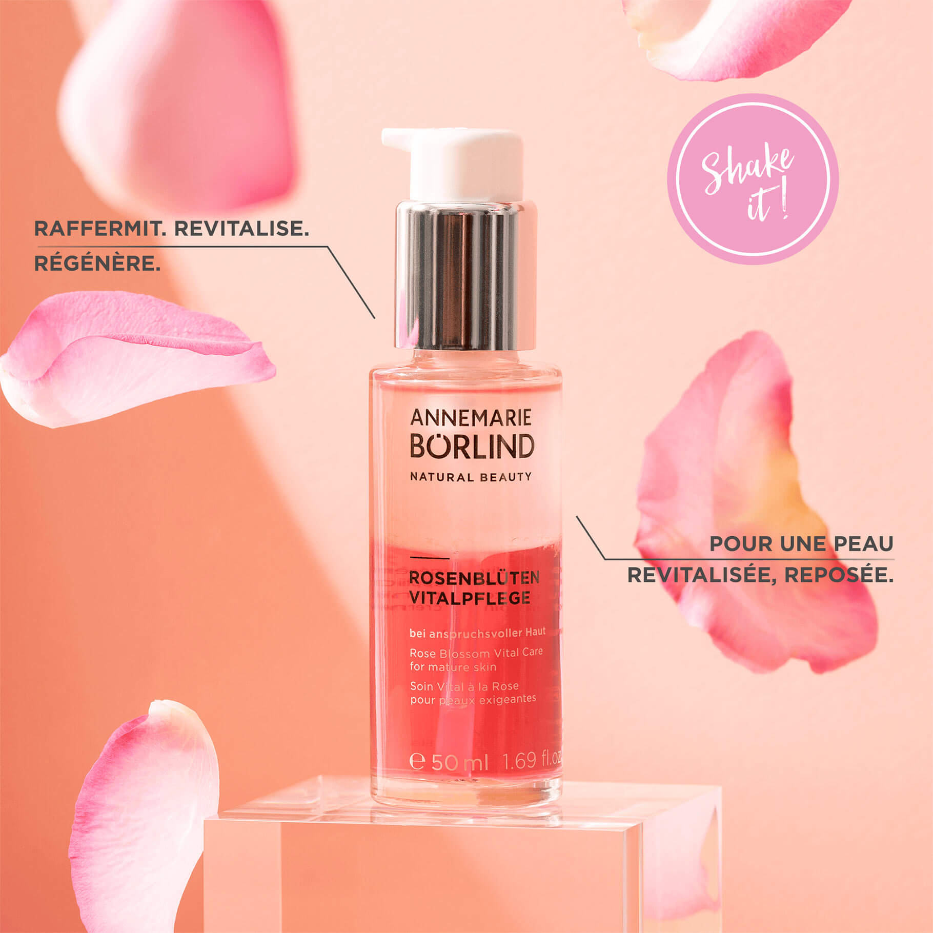 ANNEMARIE BÖRLIND Rosenblüten Vitalpflege Serum für anspruchsvolle Haut, 50 ml mit Pumpspender