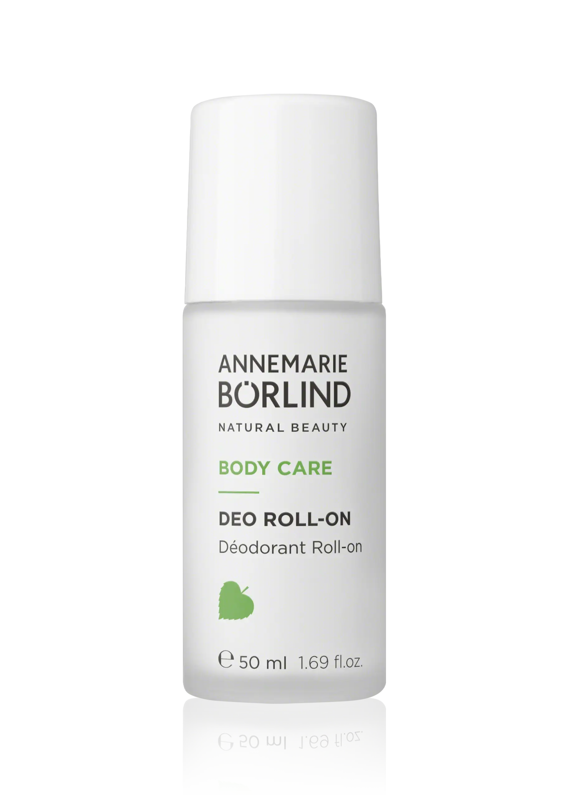 Deo Roll-on ANNEMARIE BÖRLIND BODY CARE Deo Roll-on 50 ml mit grünem Blattsymbol auf weißem Hintergrund