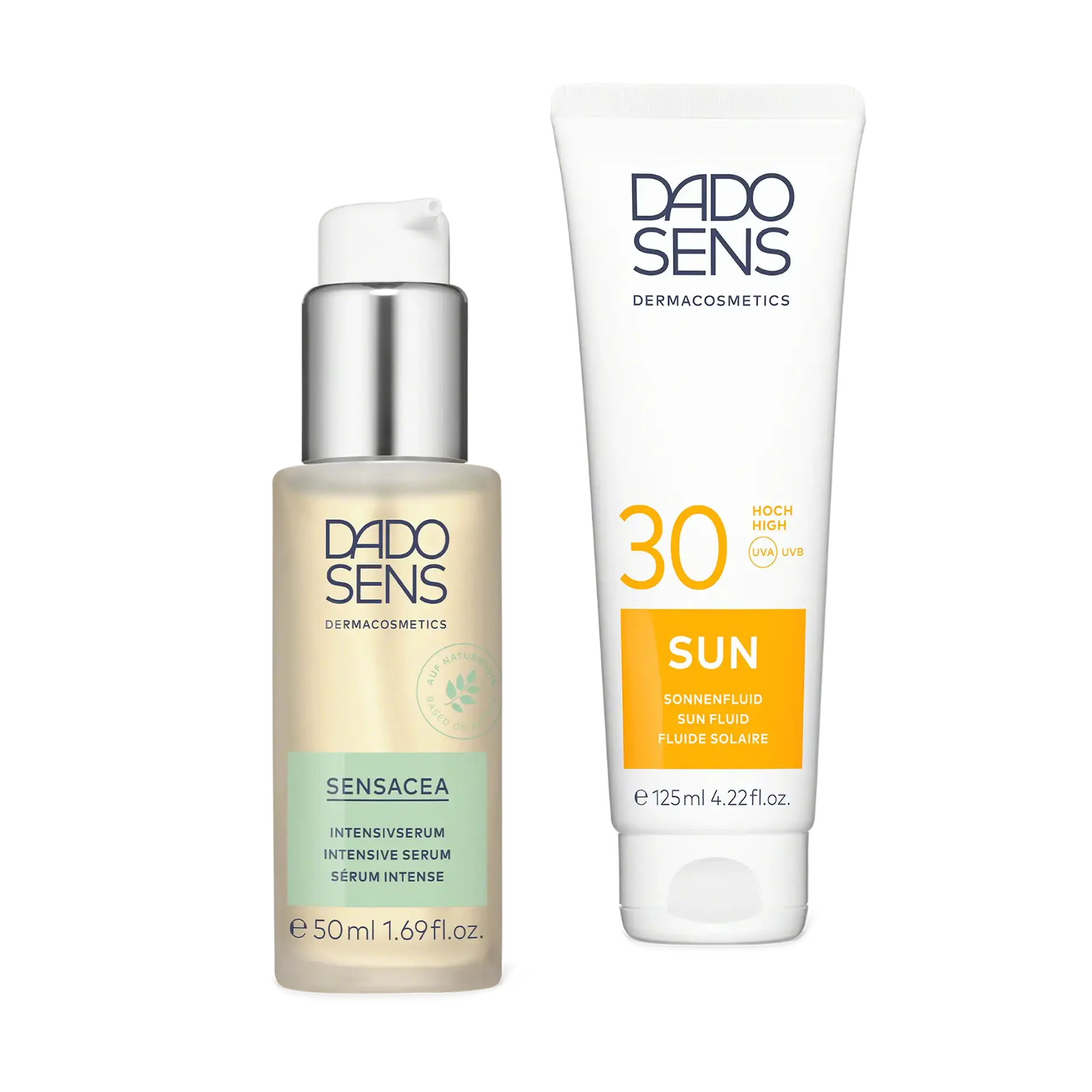 Kit rosacée DADO SENS Sensacea Intensivserum 50 ml und Sun Fluid LSF 30, 125 ml für empfindliche Haut