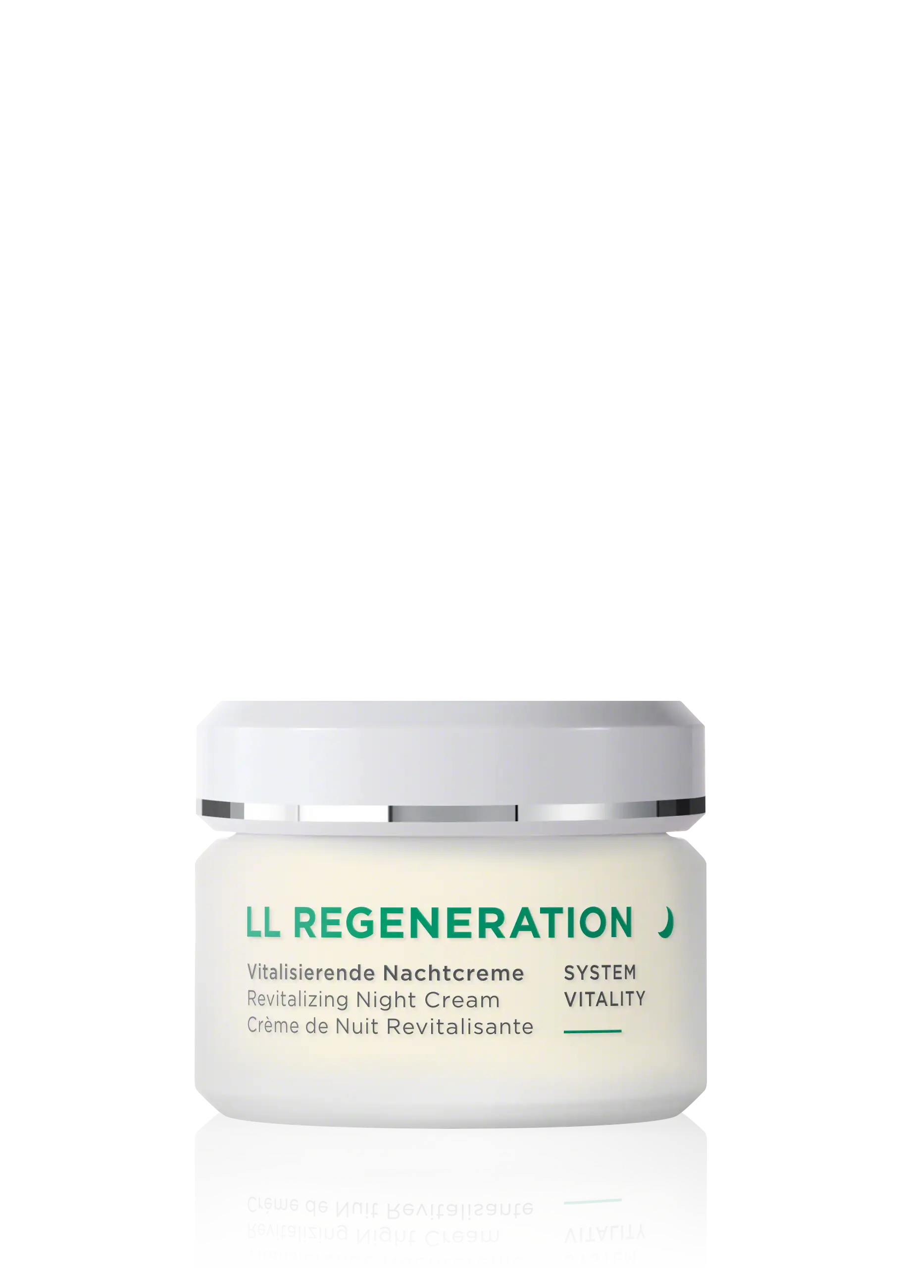 Revitalizing Night Cream LL REGENERATION vitalisierende Nachtcreme im 50-ml-Tiegel mit weißem Deckel und grünem Schriftzug