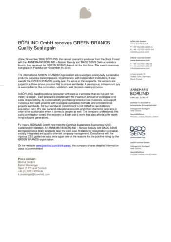 BÖRLIND GmbH erhält zum dritten Mal das GREEN BRANDS Qualitätssiegel für nachhaltige Kosmetik