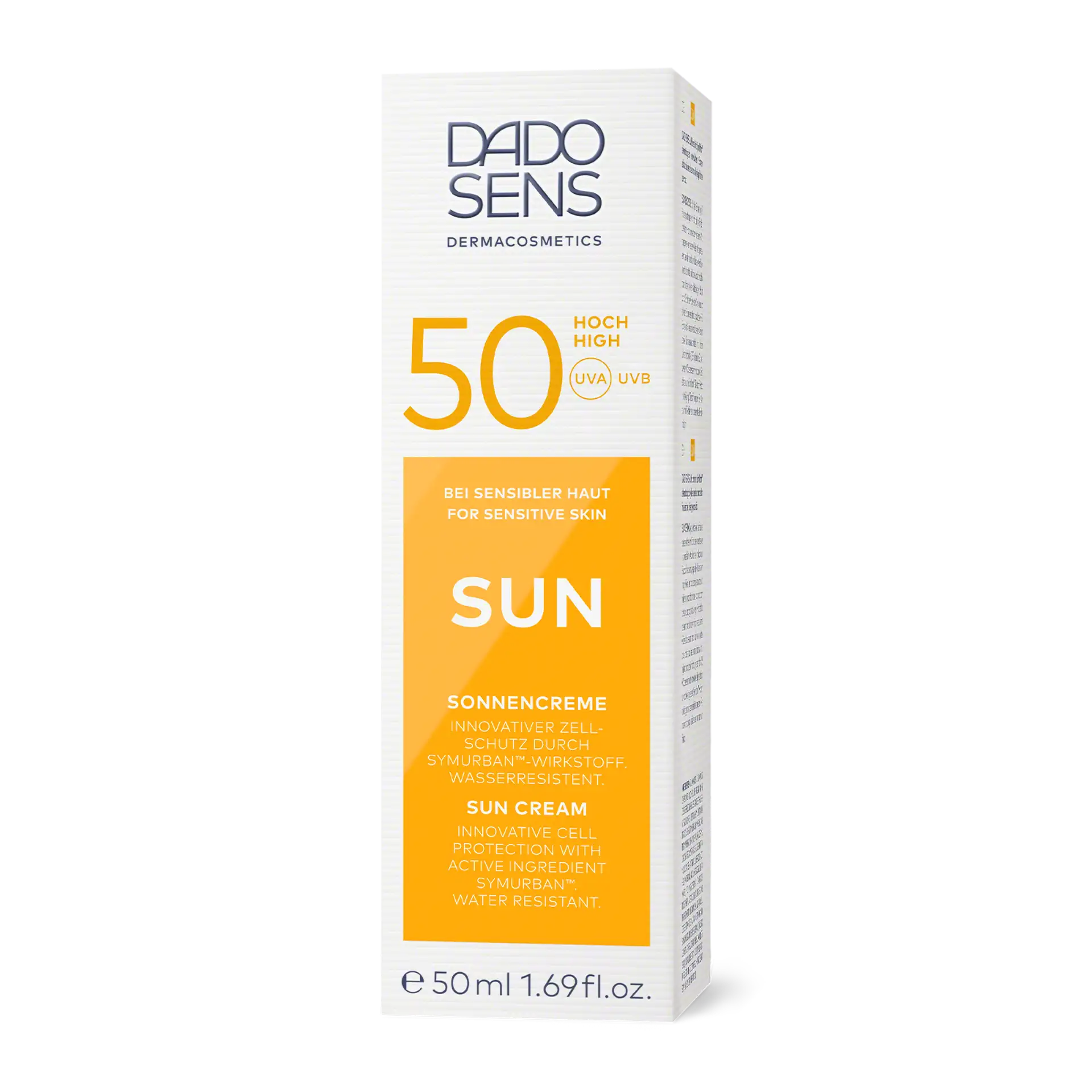 DADO SENS SUN Sonnencreme SPF 50 für sensible Haut, wasserresistent, 50 ml Faltschachtel