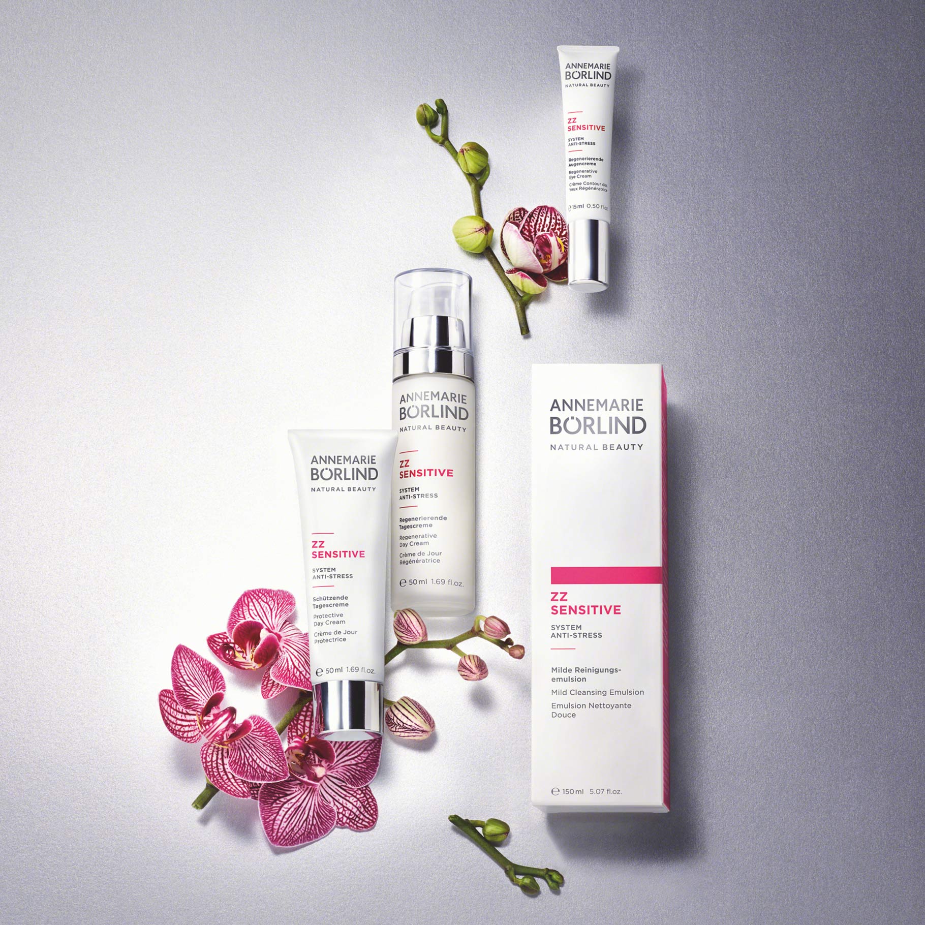ANNEMARIE BÖRLIND ZZ SENSITIVE Tagescreme, Reinigungs-Emulsion und regenerierende Augencreme mit Orchideenblüten