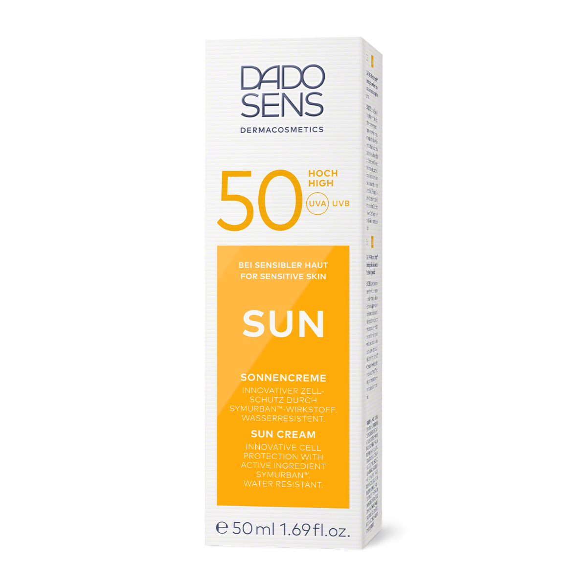 DADO SENS SUN Sonnencreme SPF 50 für sensible Haut, wasserresistent, 50 ml Faltschachtel