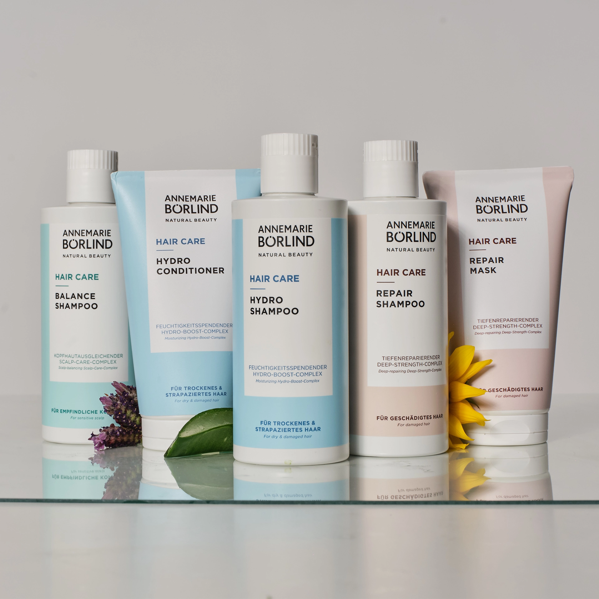 ANNEMARIE BÖRLIND Hair Care Serie mit Balance Shampoo, Hydro Conditioner, Hydro Shampoo, Repair Shampoo und Repair Mask