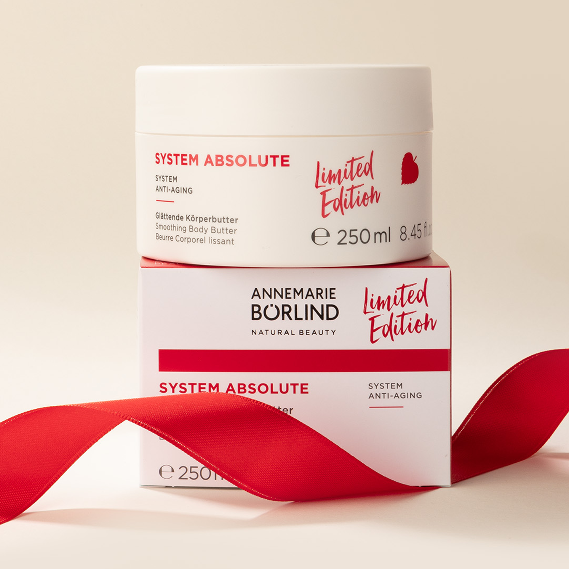 ANNEMARIE BÖRLIND SYSTEM ABSOLUTE glättende Körperbutter 250 ml, Limited Edition mit rotem Geschenkband