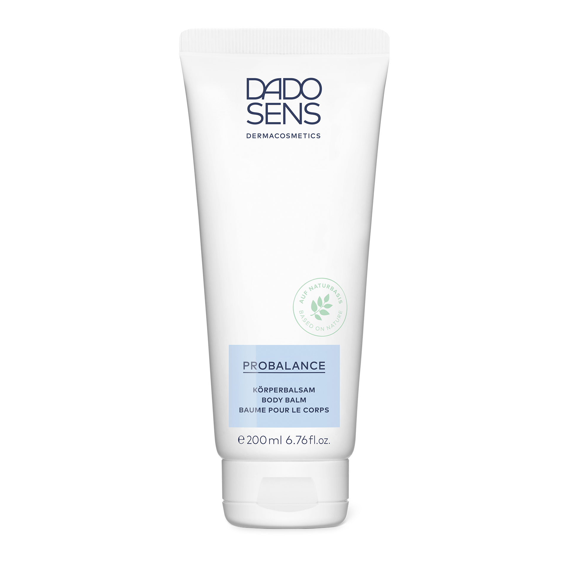 KÖRPERBALSAM DADO SENS PROBALANCE Körperbalsam in weißer 200-ml-Tube mit Naturbasis-Siegel