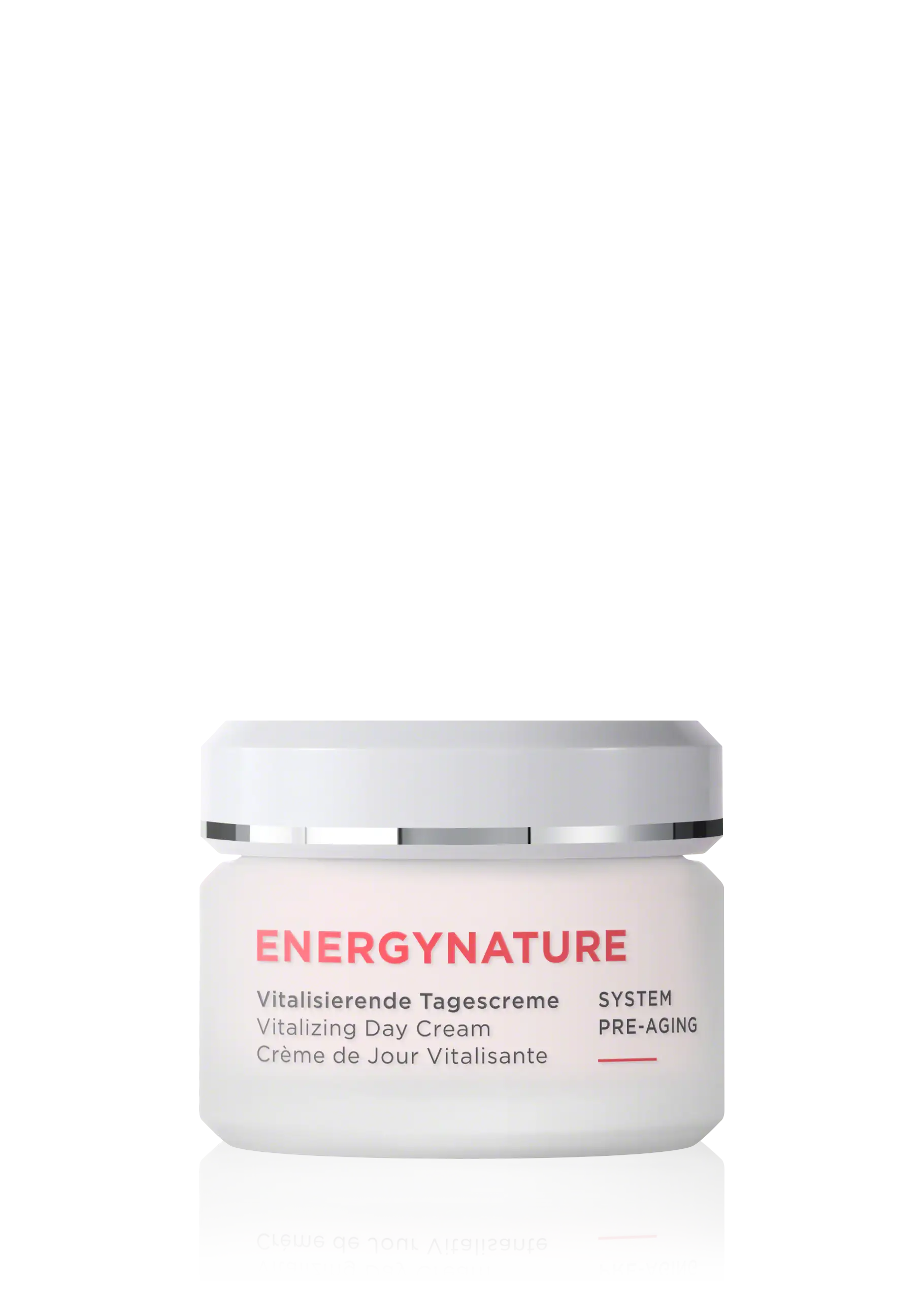 Vitalizing Day Cream ENERGYNATURE Vitalisierende Tagescreme im weißen Tiegel mit silbernem Deckel, 50 ml Inhalt