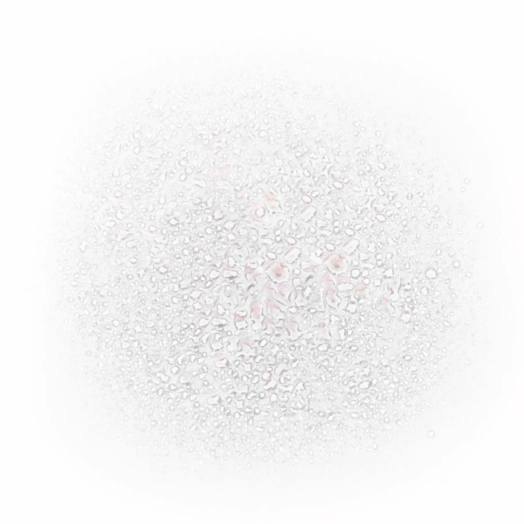 Feine, klare Gel-Textur mit kleinen Wassertröpfchen auf weißem Hintergrund